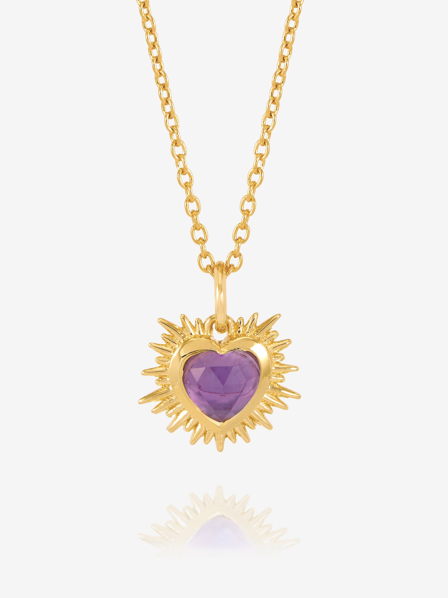 Rachel Jackson Electric Love Birthsone Heart Necklace Gold FEBRUARY