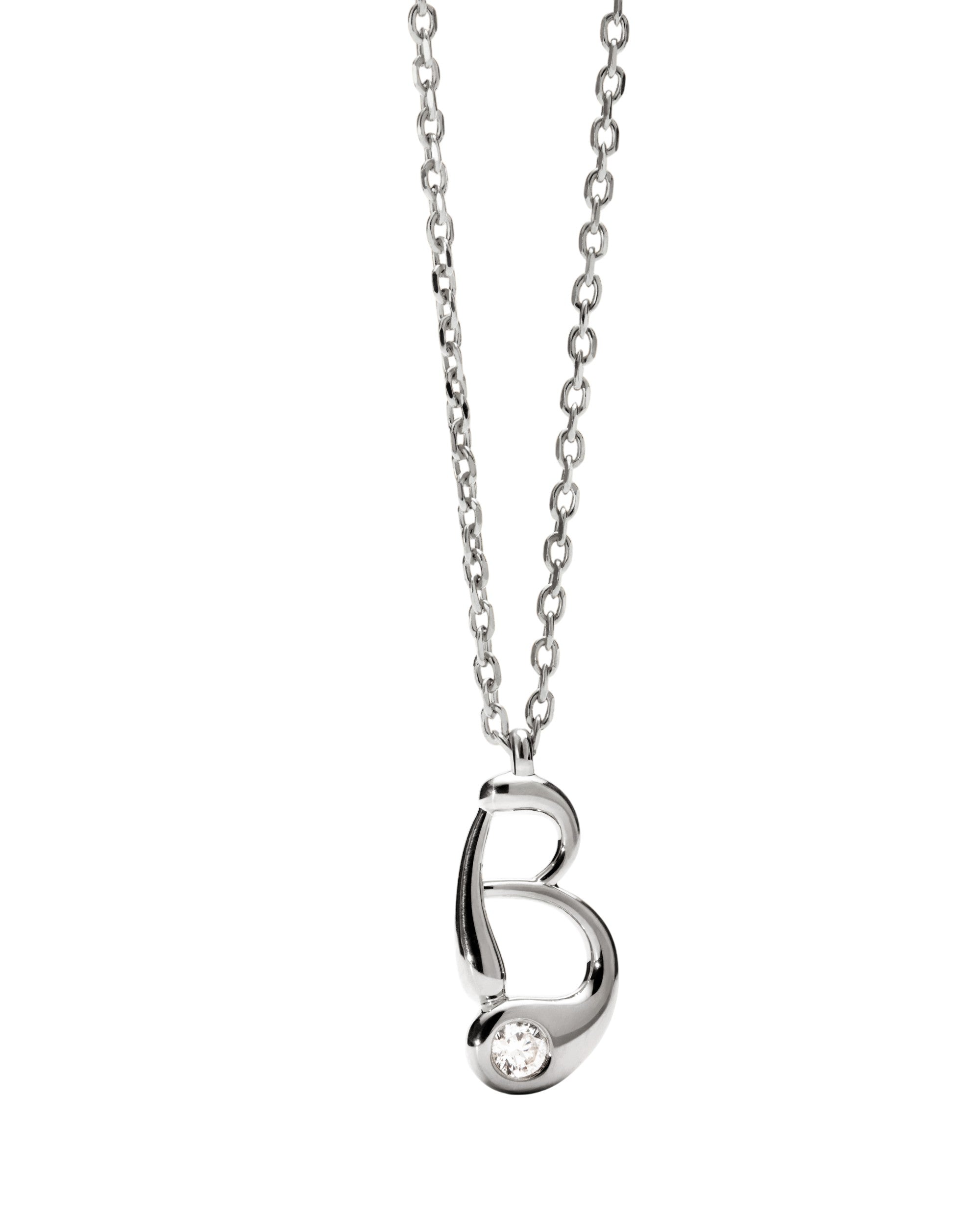 PDPAOLA Initial Letter Pendant B Necklace Silver