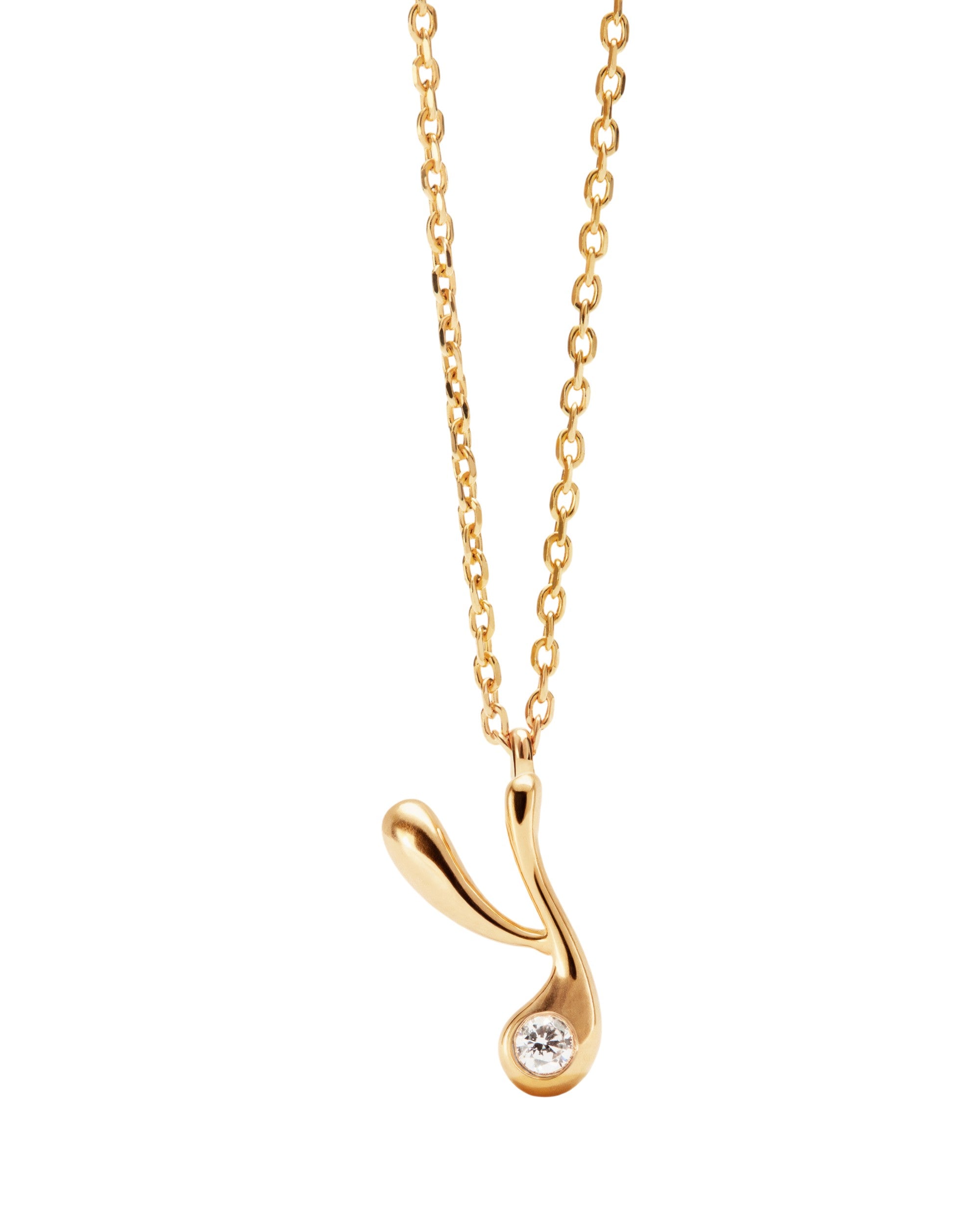 PDPAOLA Initial Letter Pendant Y Necklace Gold