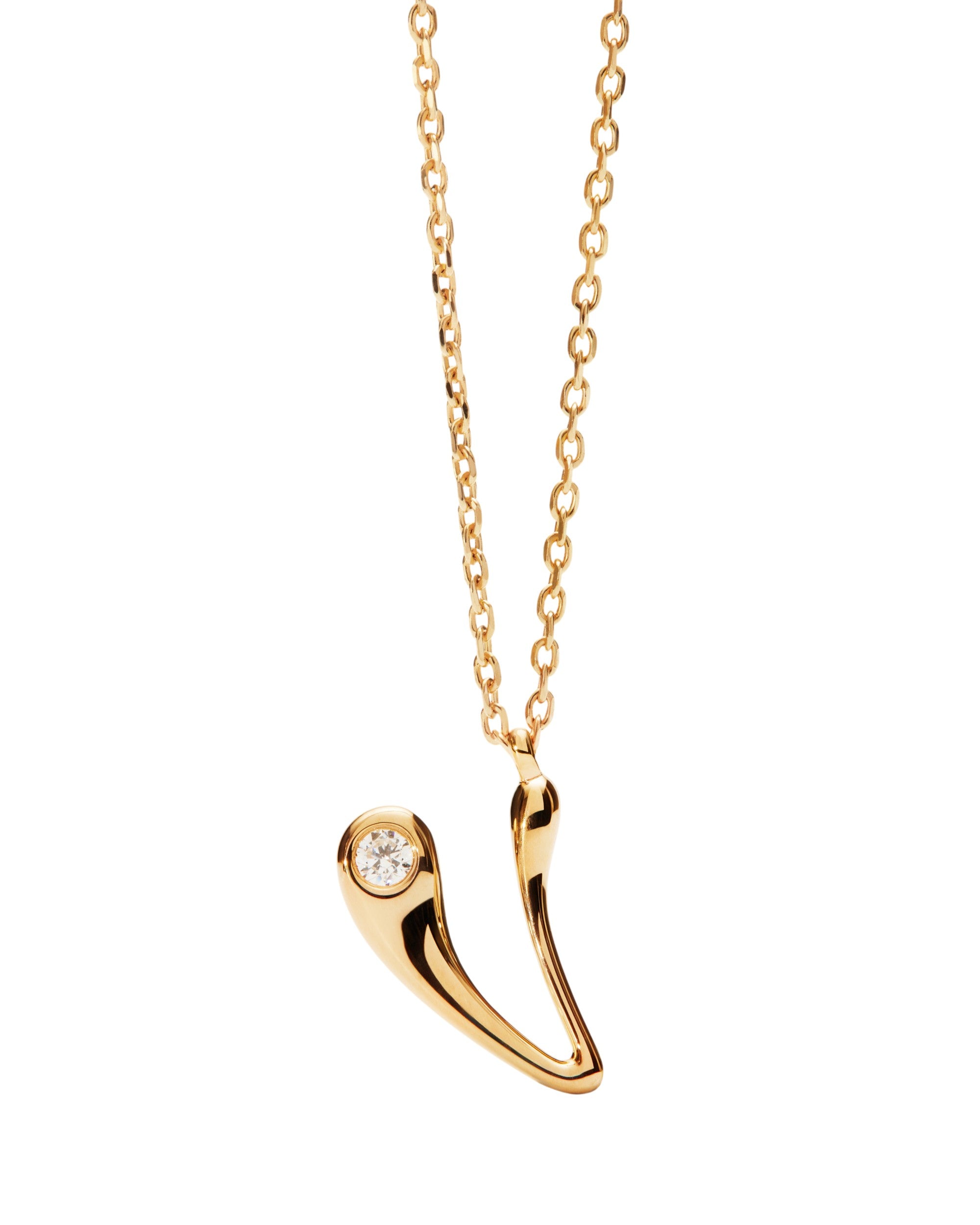 PDPAOLA Initial Letter Pendant V Necklace Gold