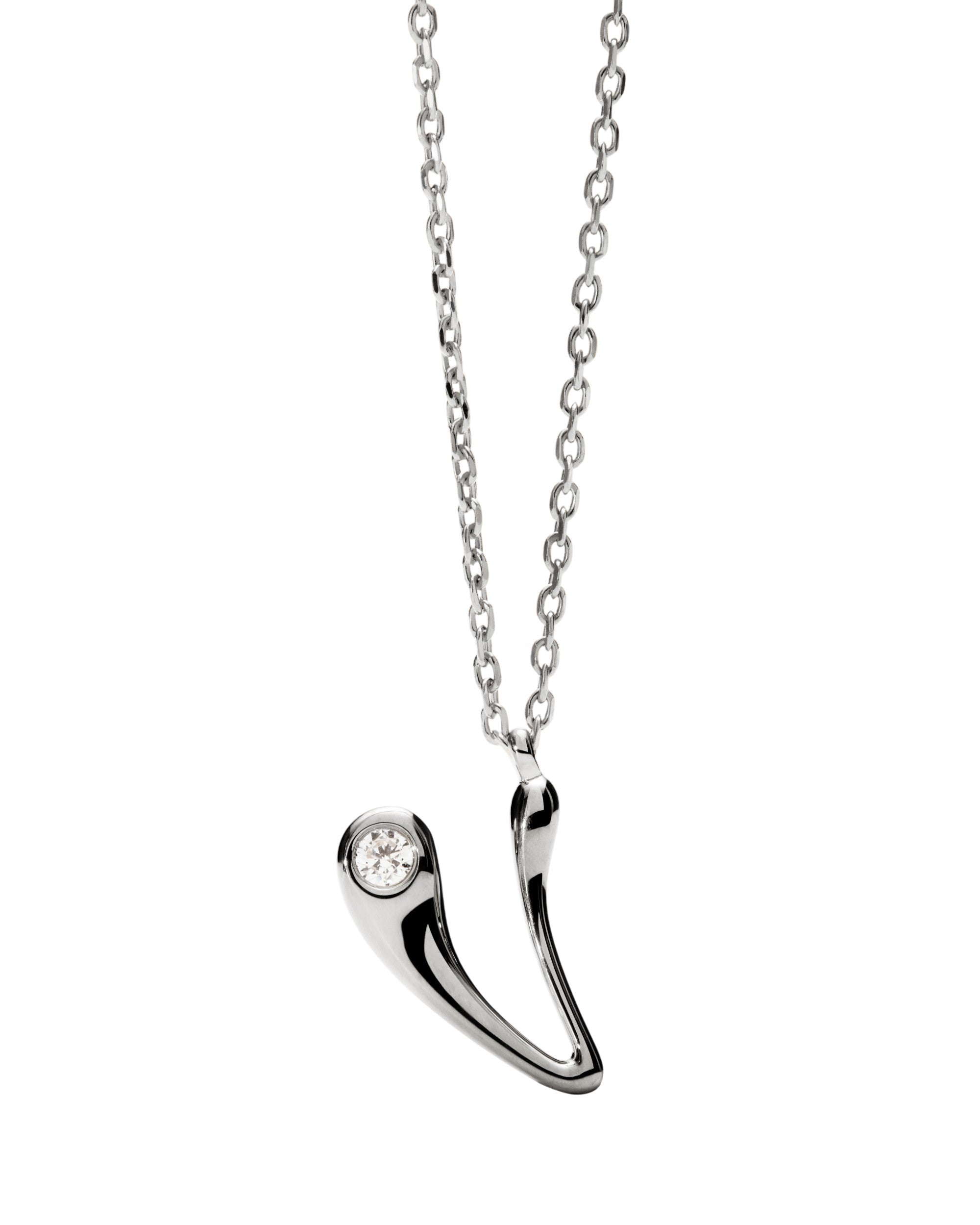 PDPAOLA Initial Letter Pendant V Necklace Silver