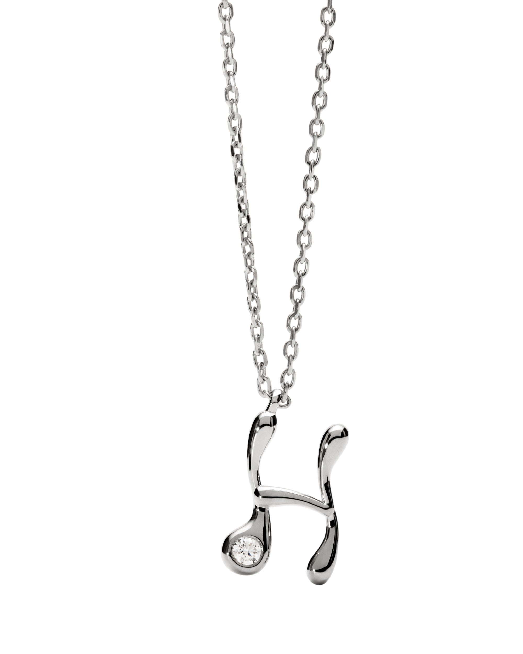 PDPAOLA Initial Letter Pendant H Necklace Silver