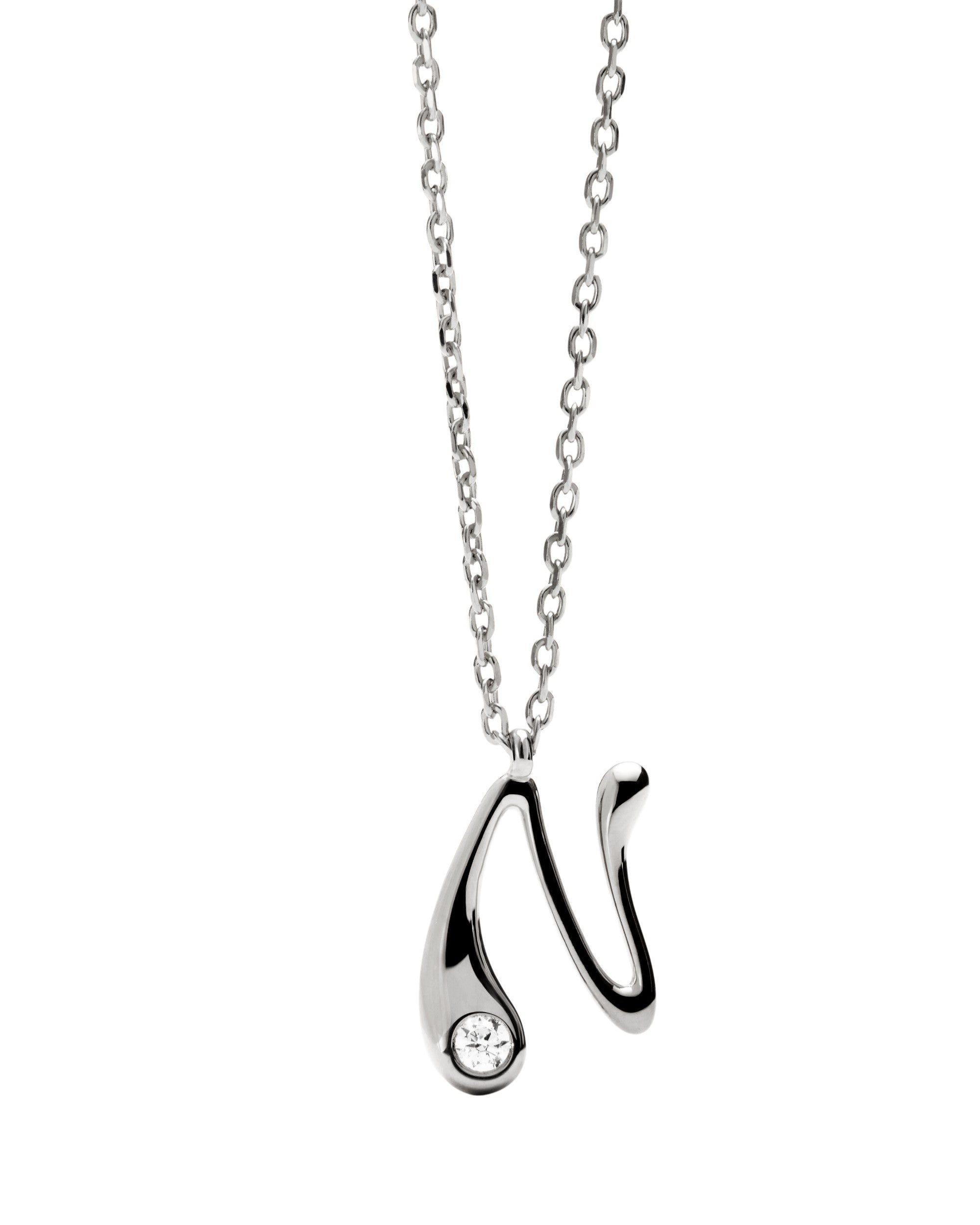 PDPAOLA Initial Letter Pendant N Necklace Silver