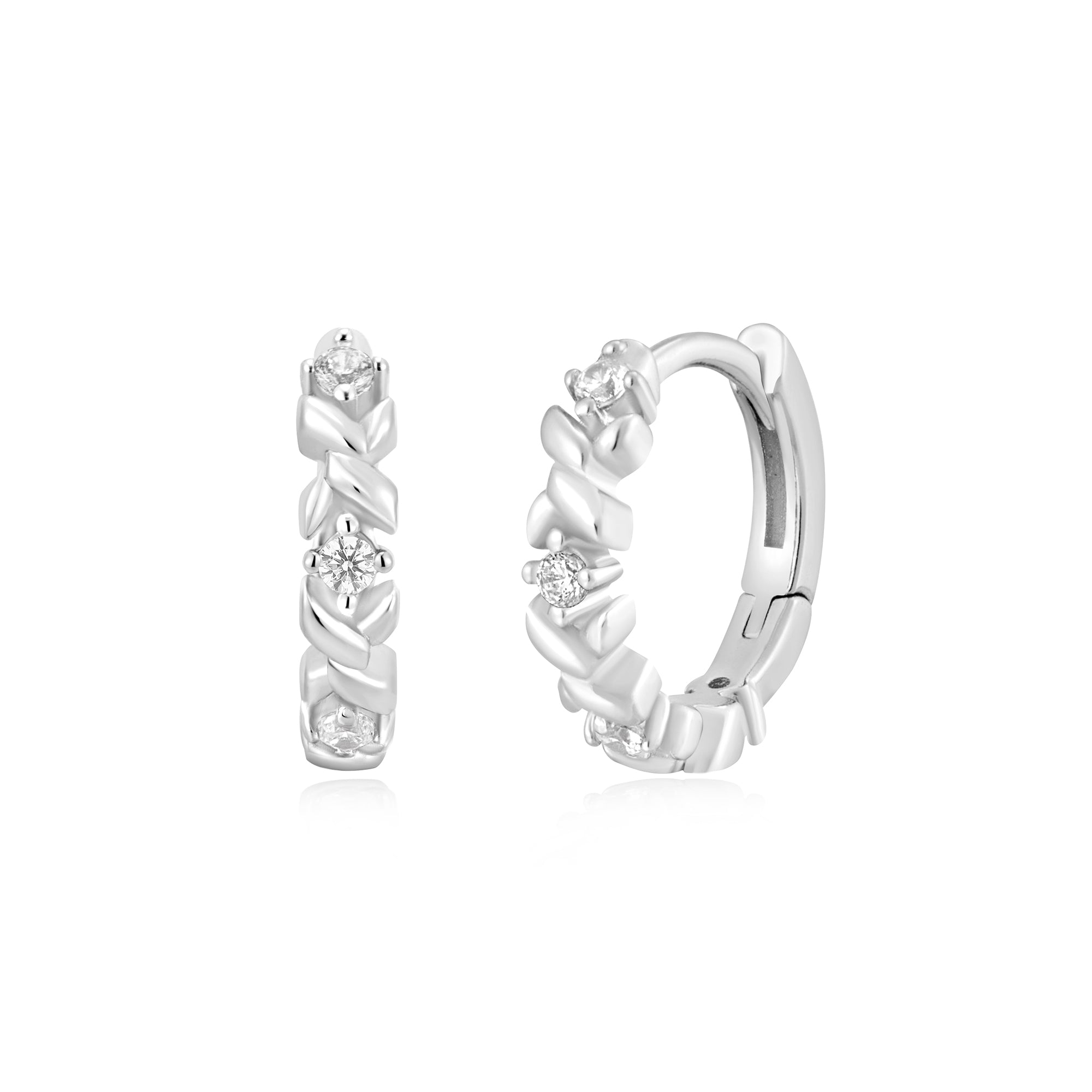 Ania Haie Silver Cross Huggie Earrings with Sparkling Cubic Zirconia
