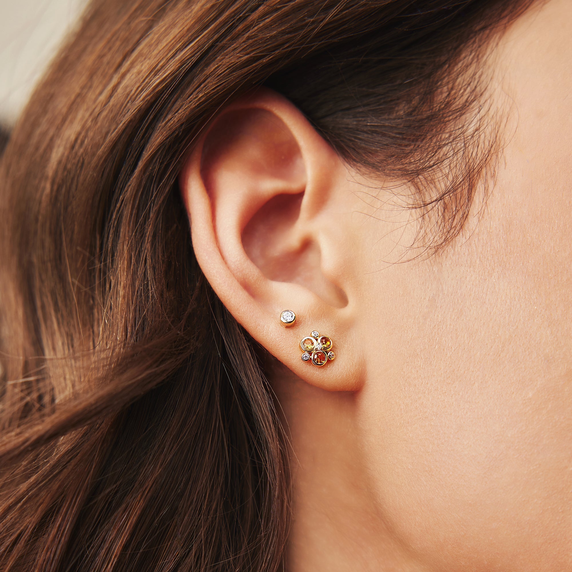 Gold Nano Gem Teardrop Earrings Elegant Solar Orange Trend 2025