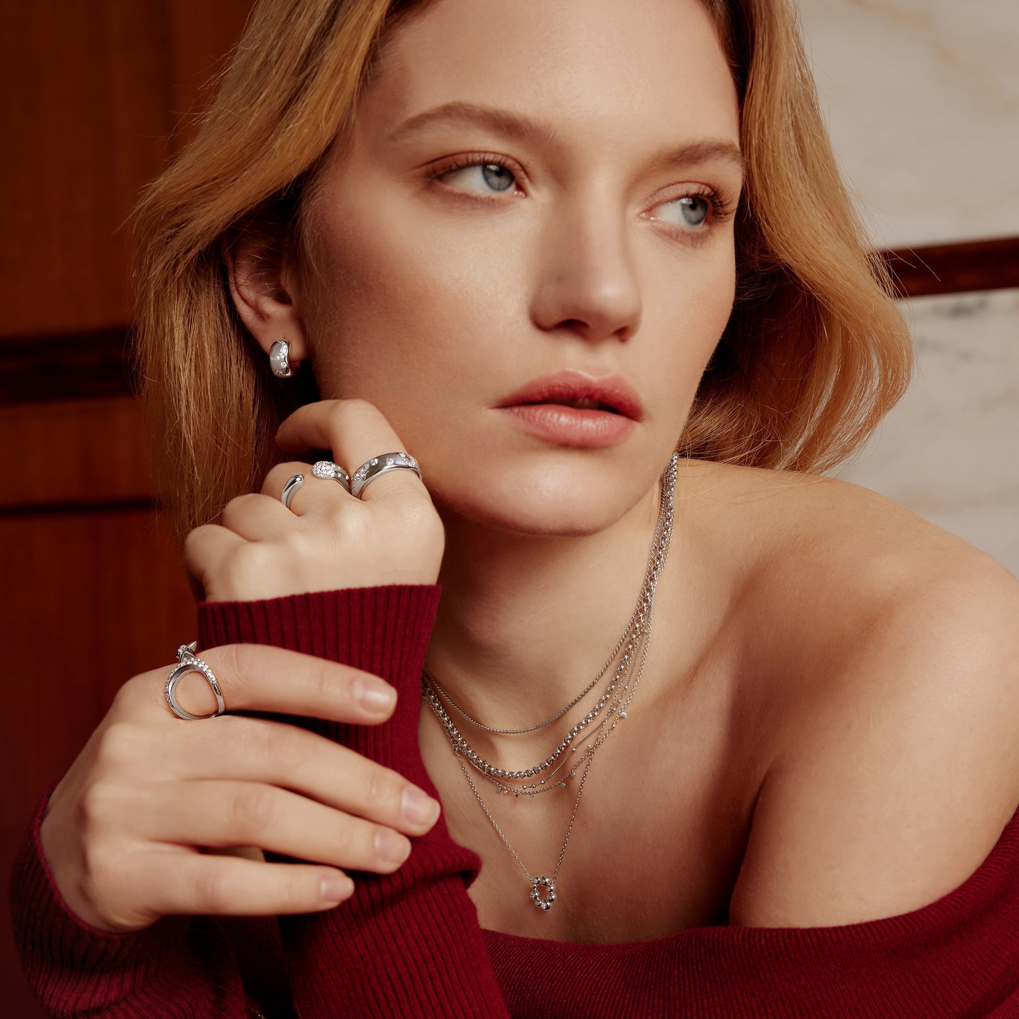 Silver Celestial Huggie Hoop Earrings for Ethereal Modern Style