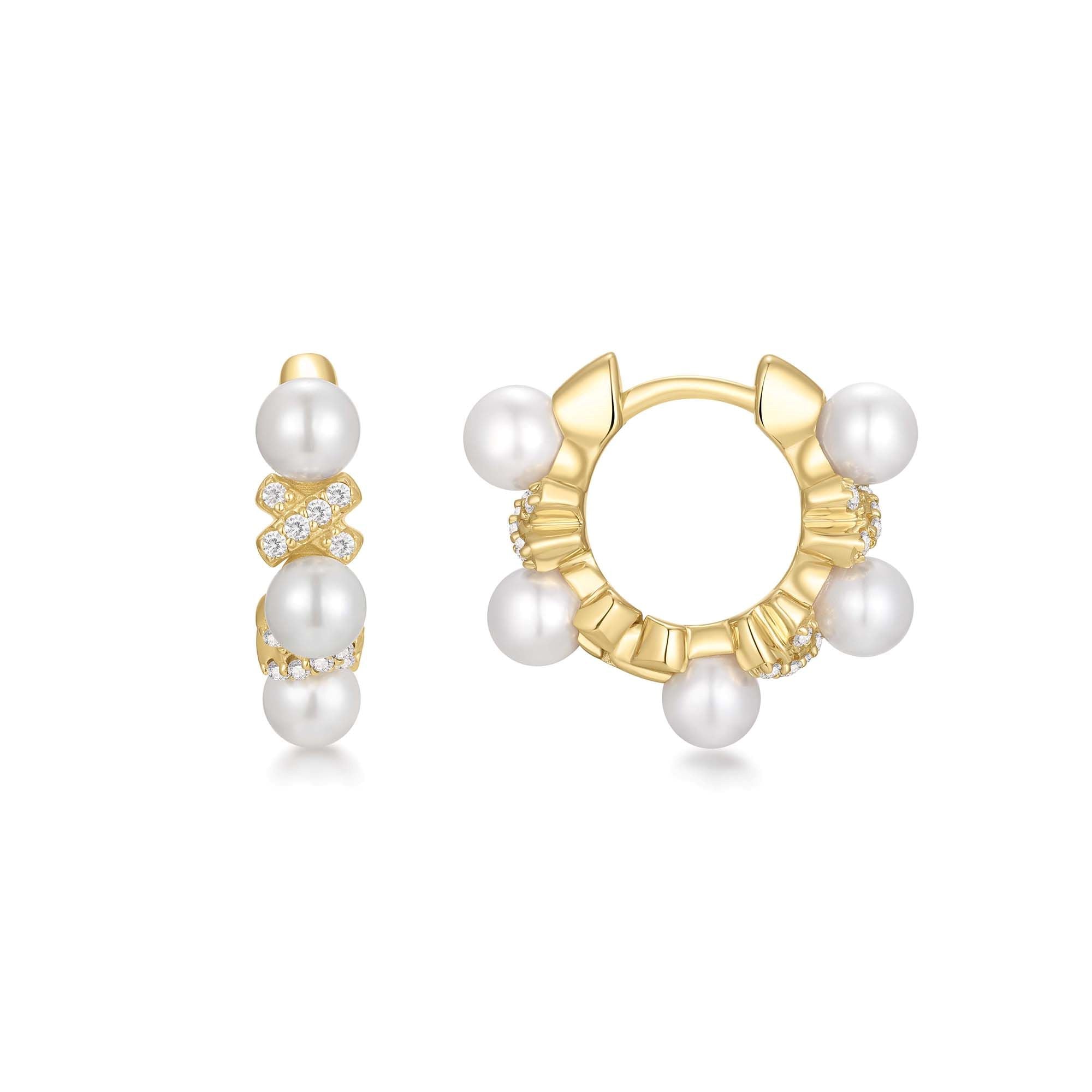 Gold Braided Shell Pearl Hoop Earrings Luxury Statement Jewelry