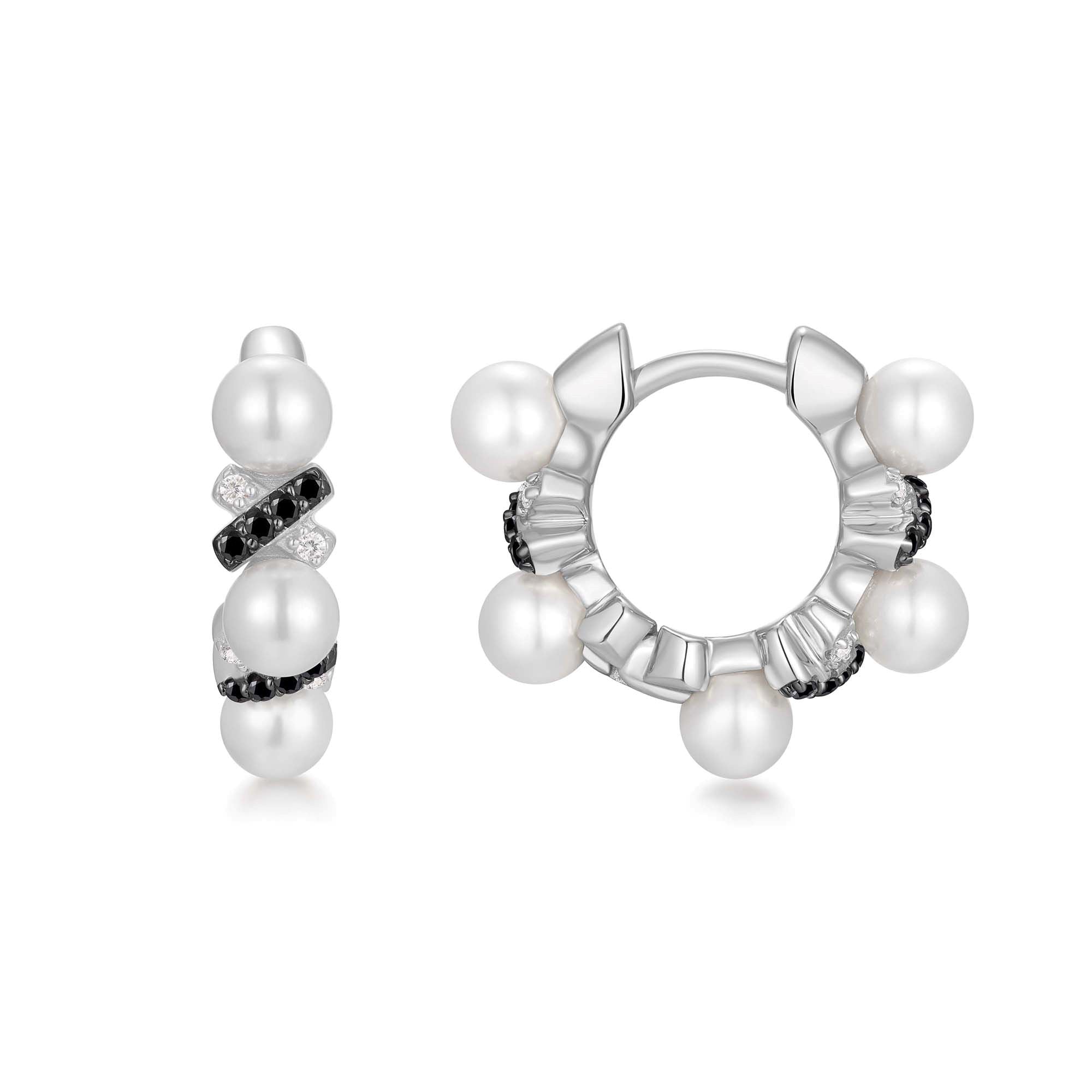 Two-Tone Braided Pearl Hoop Earrings Modern Luxury Affordable Design