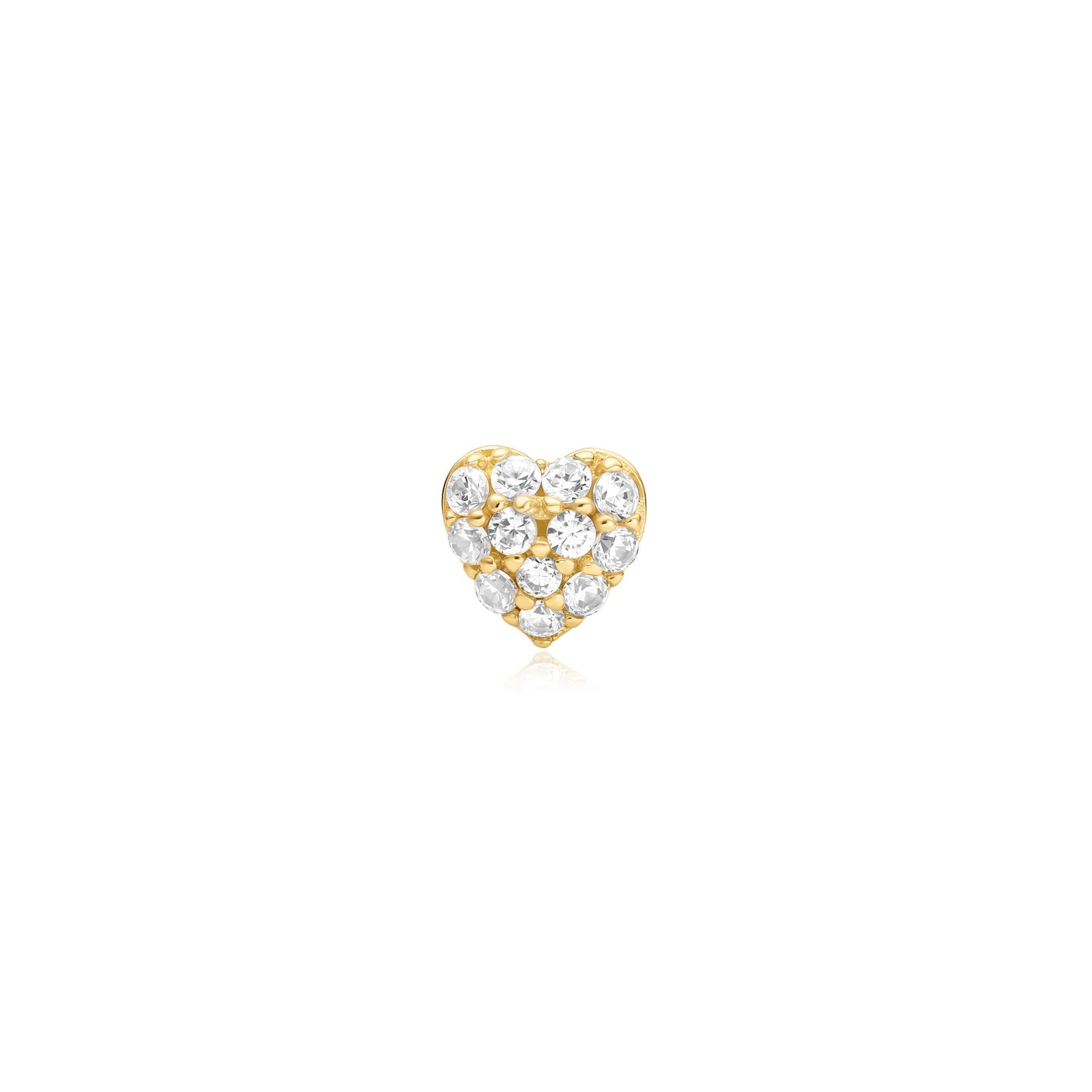 Ania Haie Gold Pave Heart Barbell Single Earring