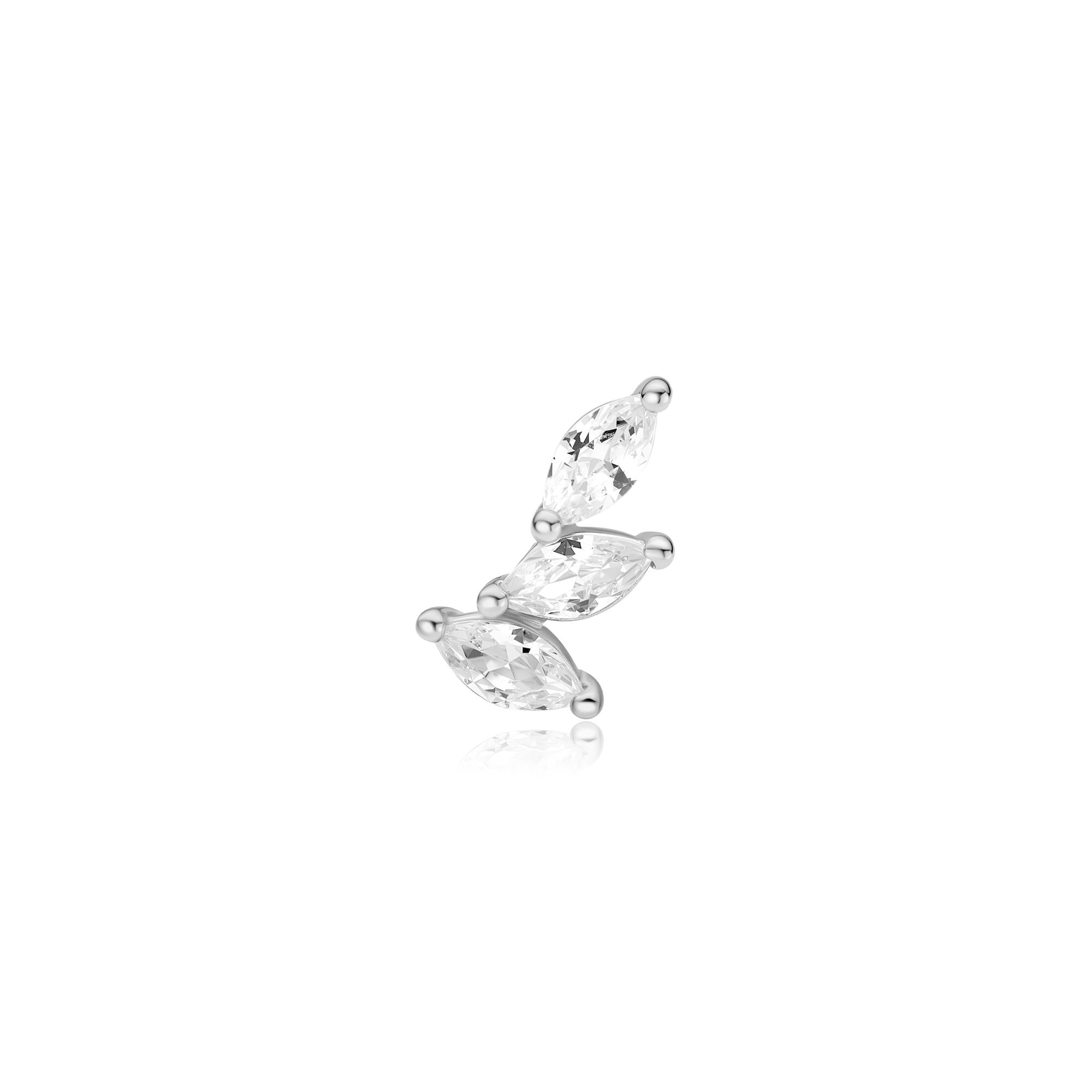 Ania Haie Silver Triple Marquise Barbell Single Earring