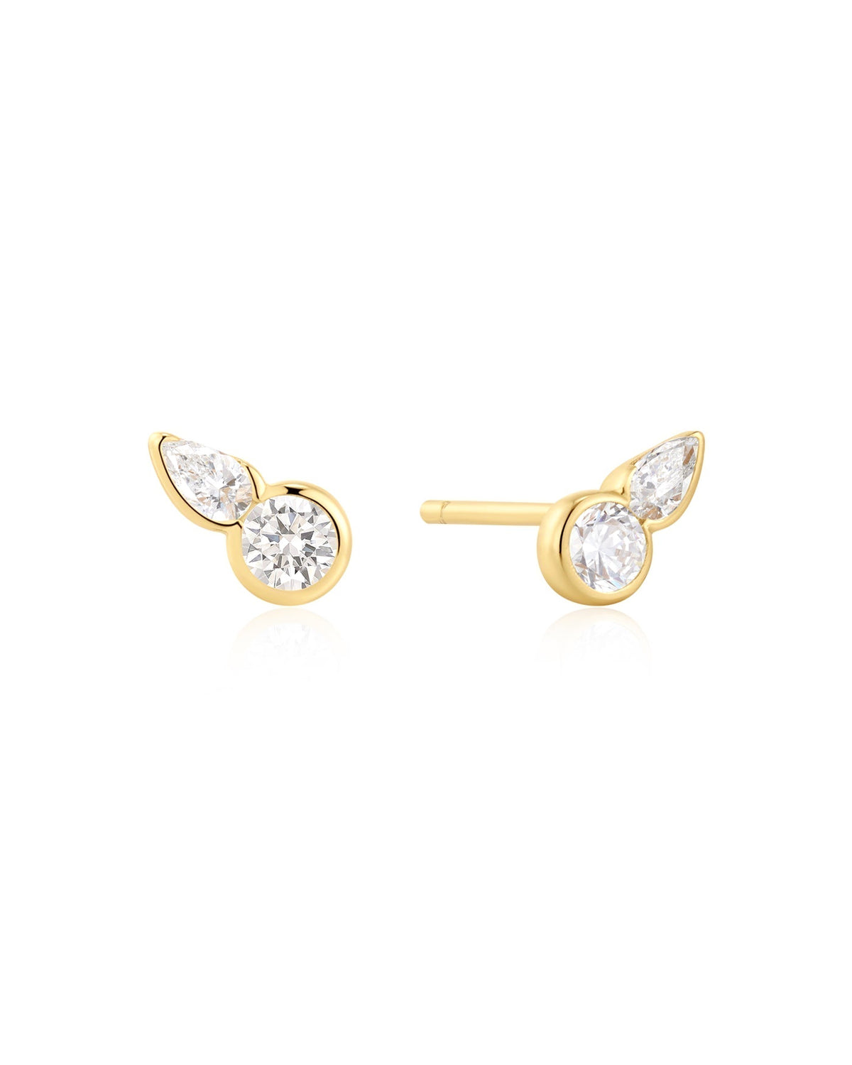Ania Haie Gold Bezel Round & Teardrop Stud Earrings E076-01G E076-01G front packshot