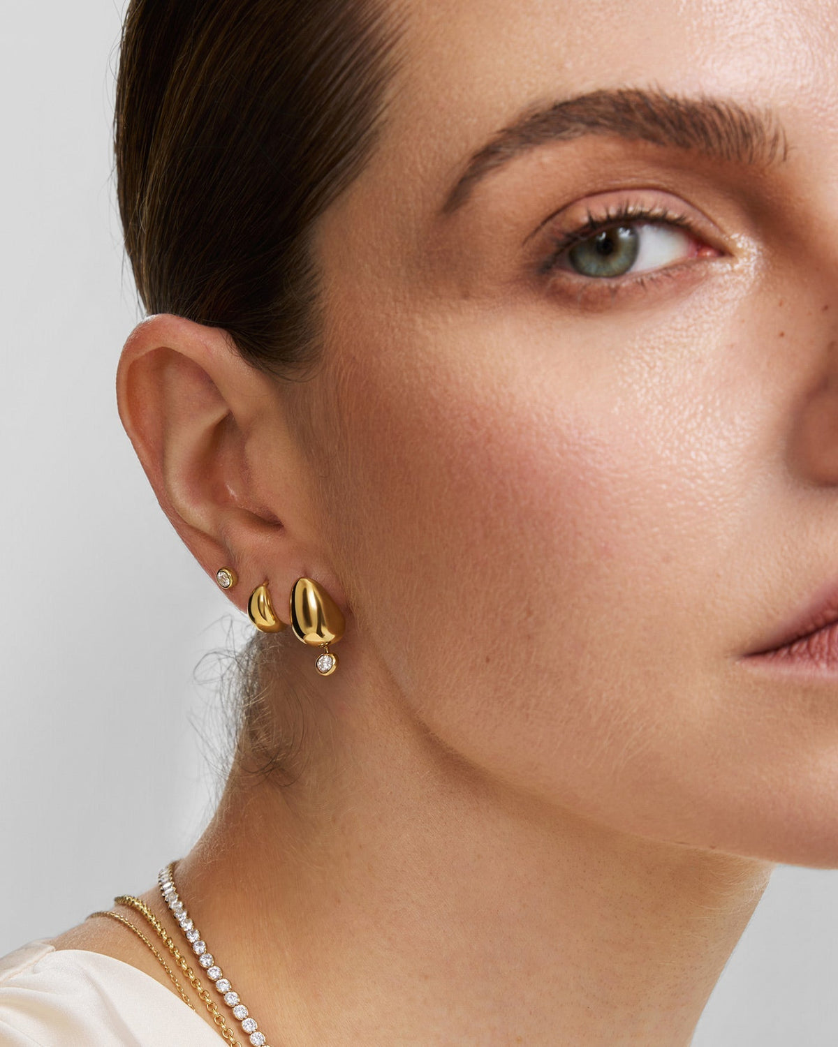 Ania Haie Gold Organic Dome Pebble Huggie Hoop Earrings E076-11G E076-11G view 5