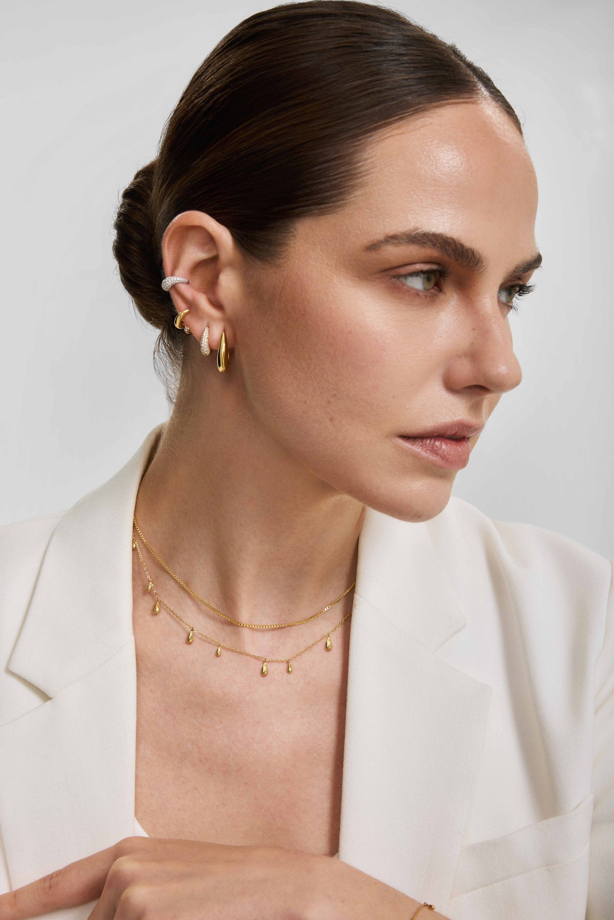 Ania Haie Gold Polished Teardrop Dangle Station Necklace N078-02G N078-02G view 3