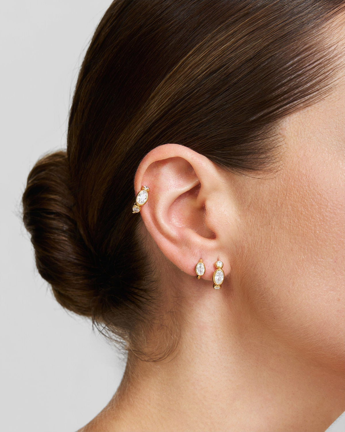 Ania Haie Gold Bezel Organic Pebble Huggie Hoop Earrings E076-09G E076-09G view 2