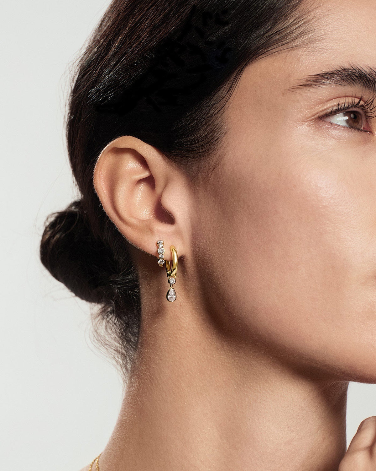 Ania Haie Gold Alternating Half-Bezel Huggie Hoop Earrings E076-10G E076-10G view 2