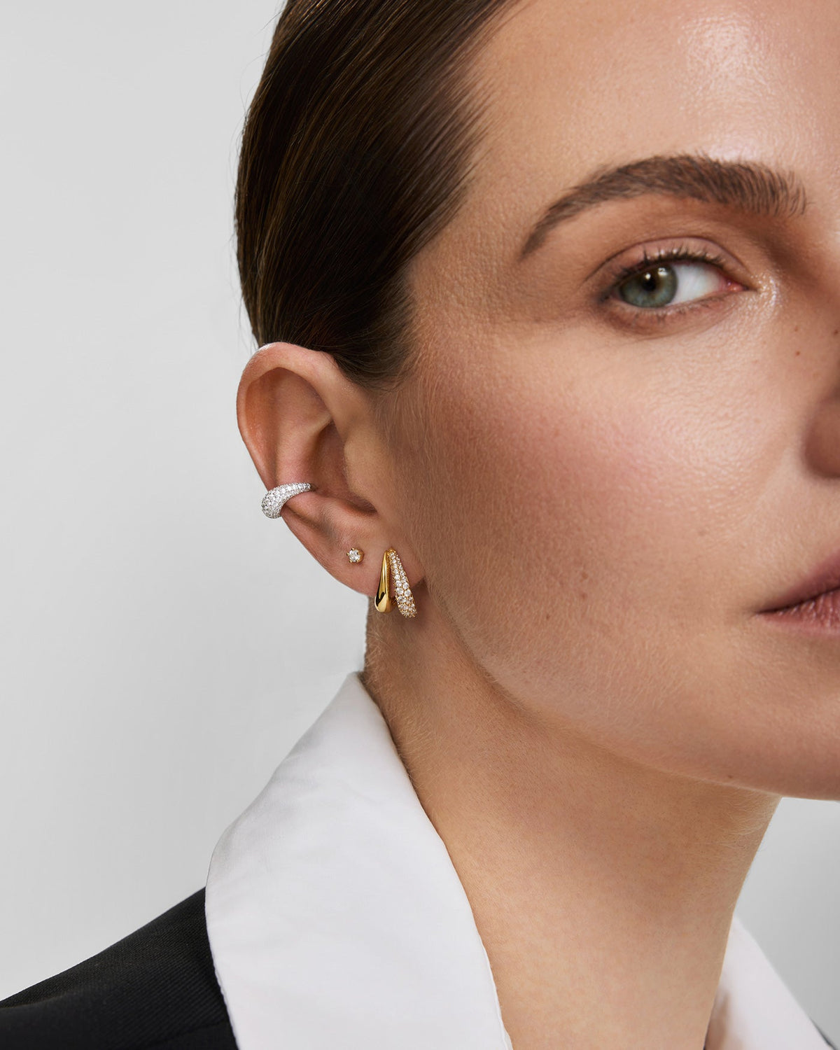 Ania Haie Gold Duet Stud Hoop Earrings E078-05G E078-05G view 3