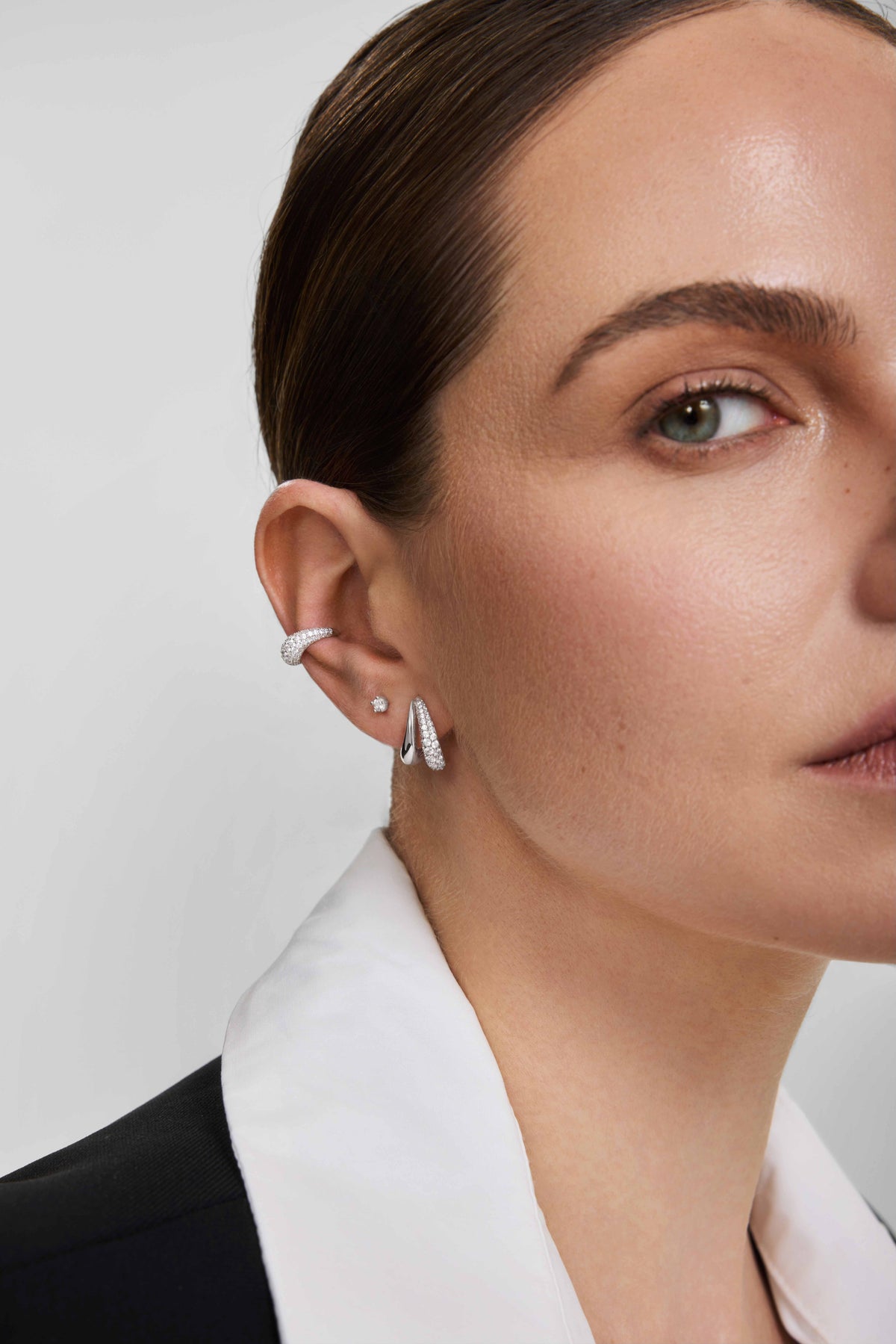 Ania Haie Silver Duet Stud Hoop Earrings E078-05H E078-05H view 2