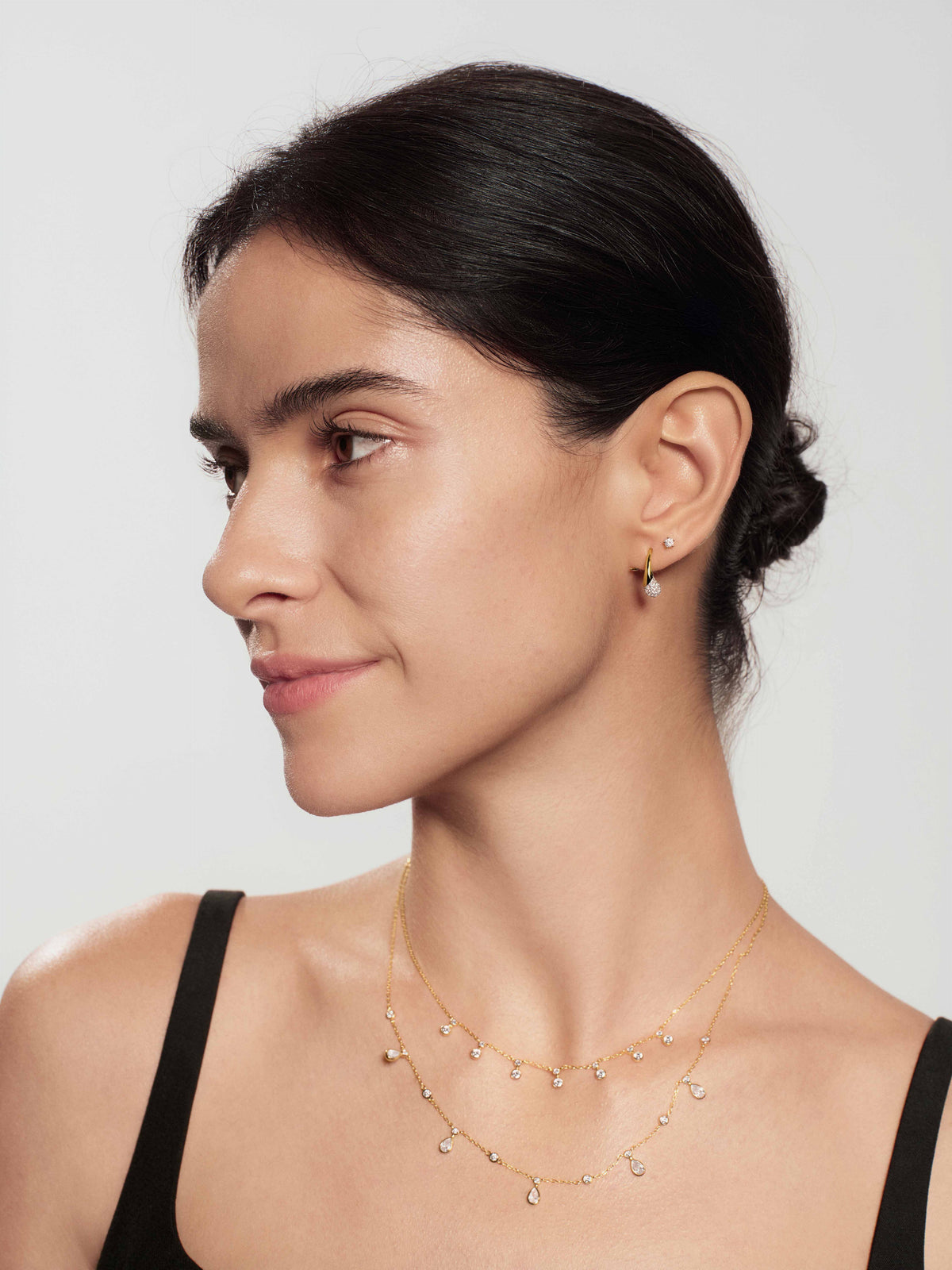 Ania Haie Gold Pave Sculptural Teardrop Hook Earrings E078-03G E078-03G view 2