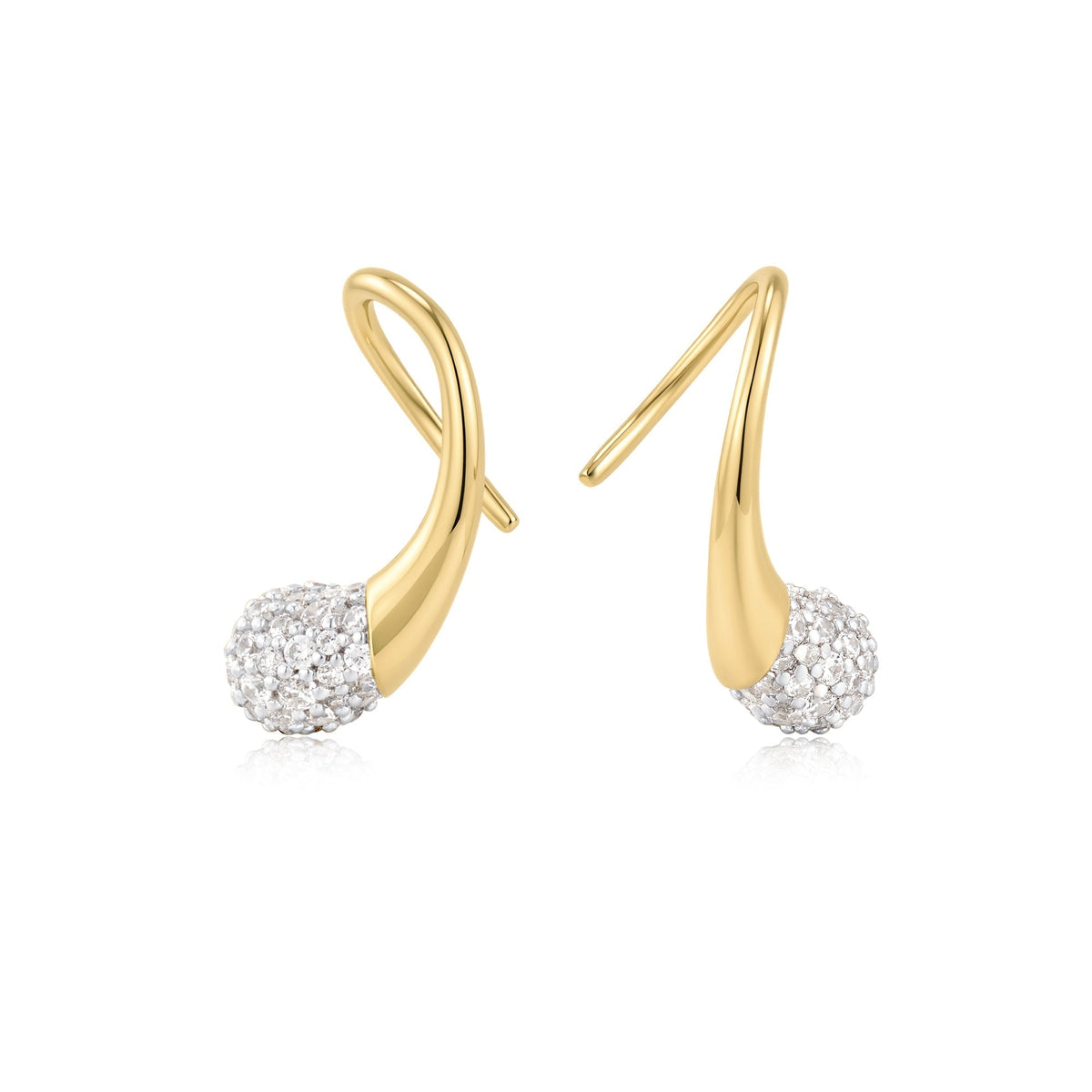 Ania Haie Gold Pave Sculptural Teardrop Hook Earrings E078-03G E078-03G front packshot
