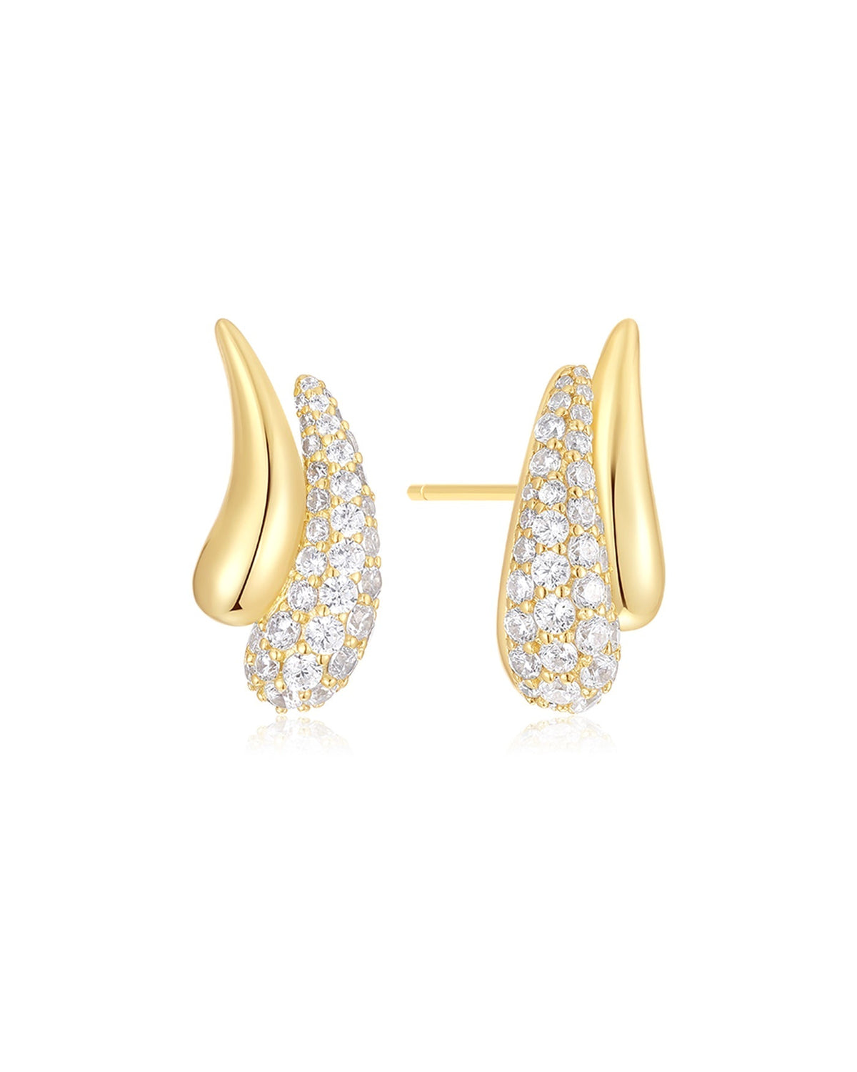 Ania Haie Gold Pave & Polished Teardrop Duet Stud Earrings E078-08G E078-08G front packshot