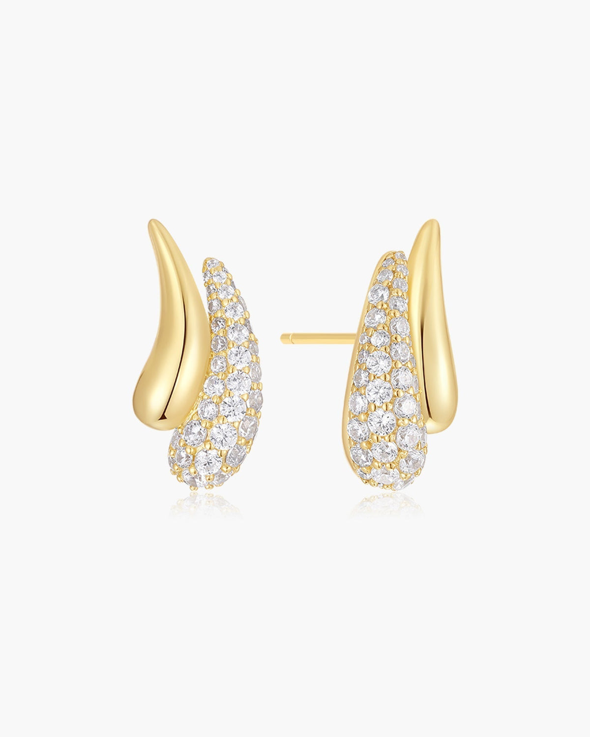Ania Haie Gold Pave & Polished Teardrop Duet Stud Earrings E078-08G E078-08G front packshot
