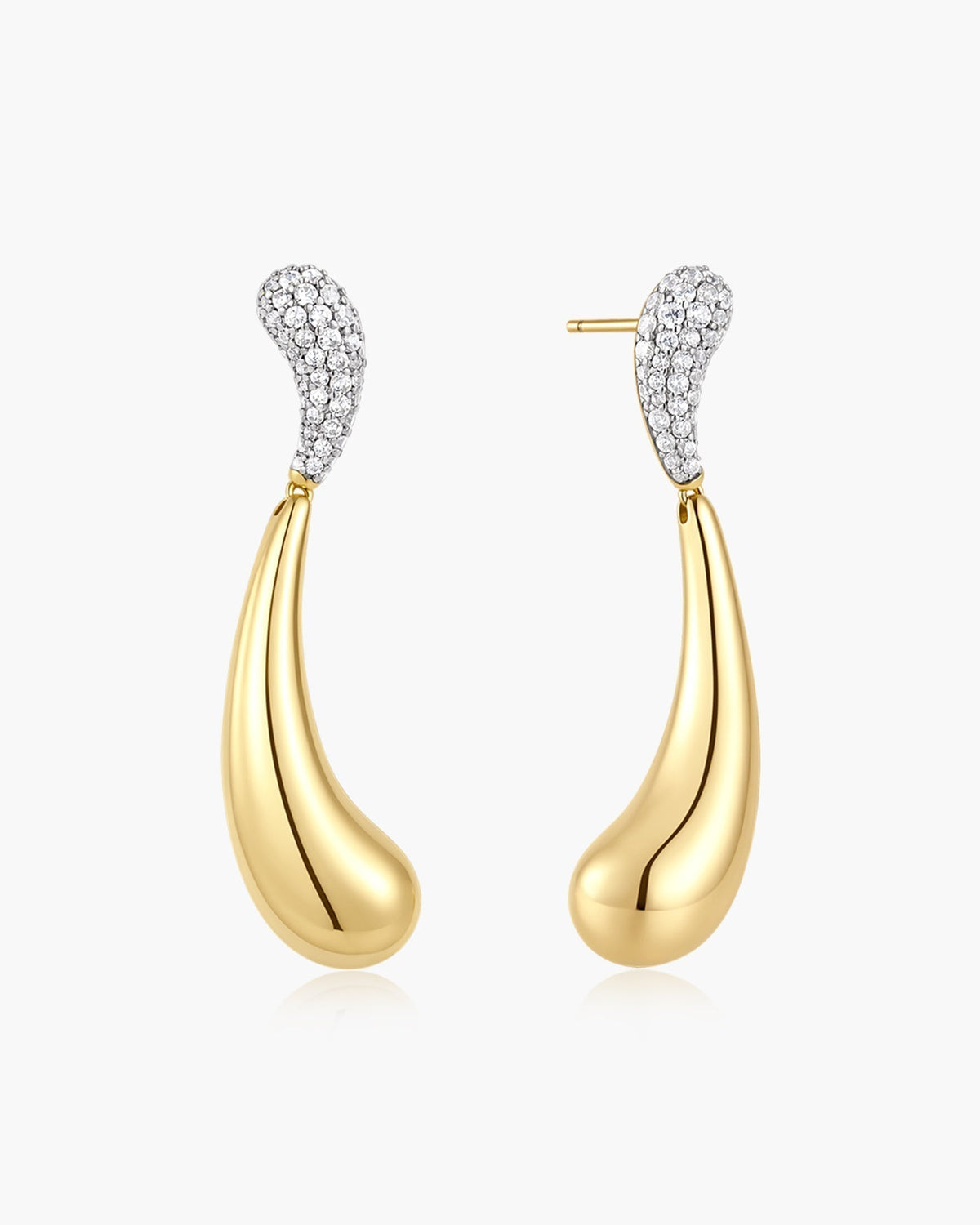 Ania Haie Gold Pave & Polished Wave Teardrop Dangle Stud Earrings E078-14G E078-14G front packshot