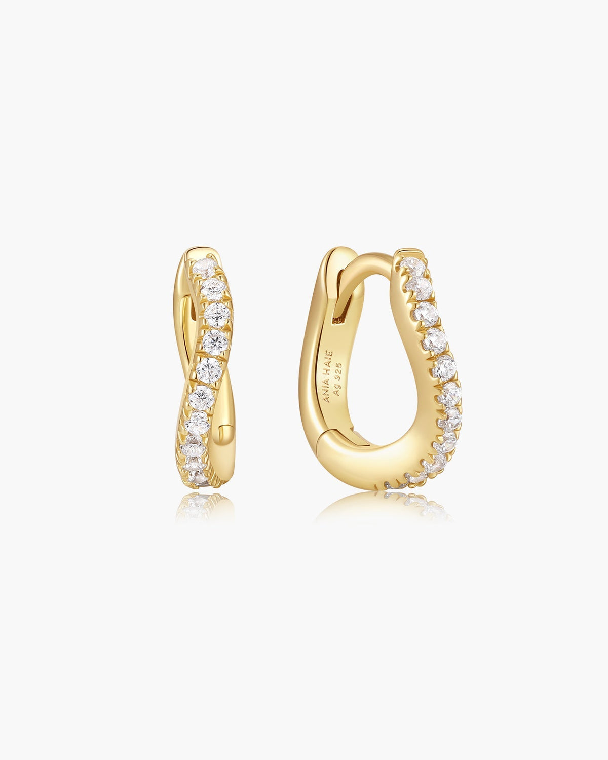 Ania Haie Gold Slim Pave Wave Huggie Hoop Earrings