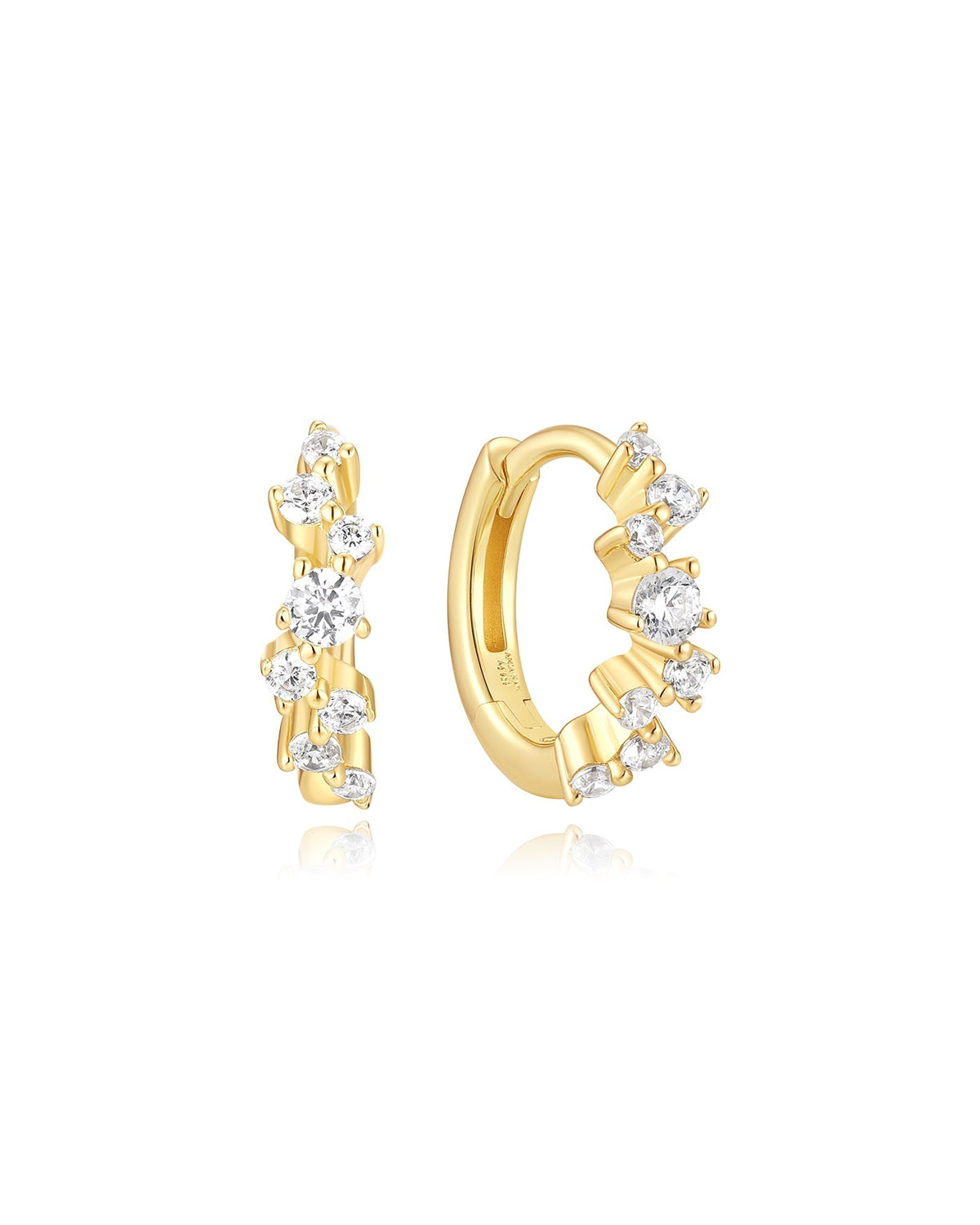 Ania Haie Gold Zig-Zag Pave Huggie Hoop Earrings