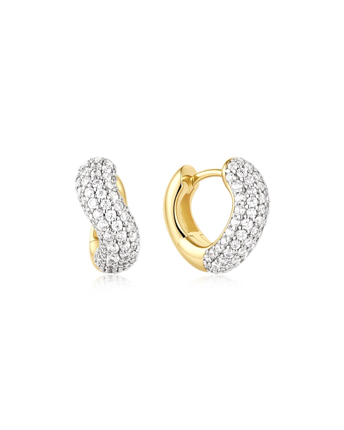Ania Haie Gold Chunky Pave Wave Huggie Hoop Earrings