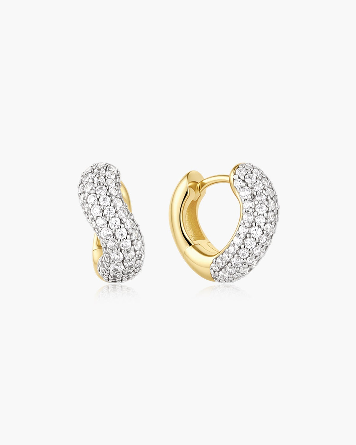 Ania Haie Gold Chunky Pave Wave Huggie Hoop Earrings