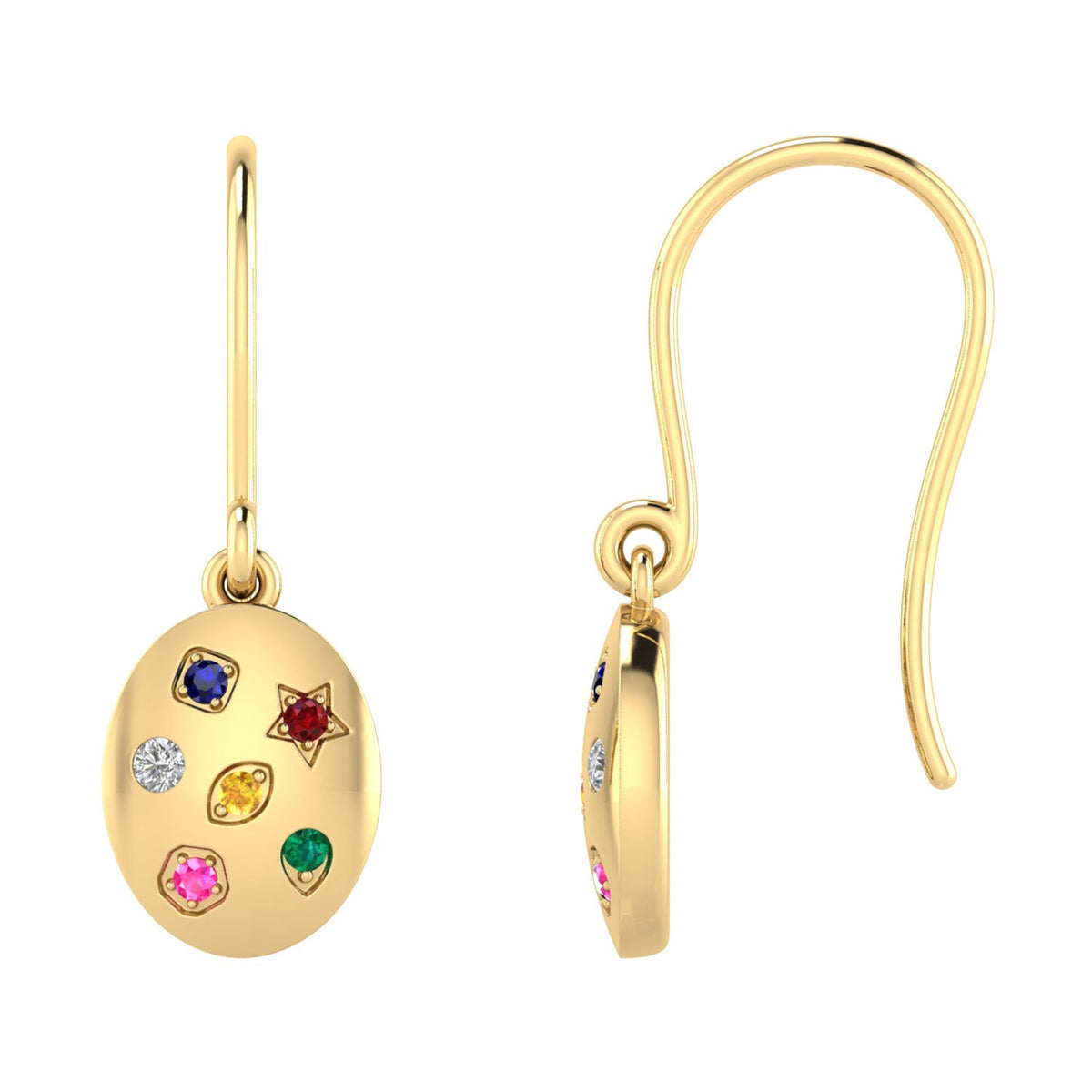 0.03ct Oval Diamond Multi Stone Earrings in 9K Yellow Gold