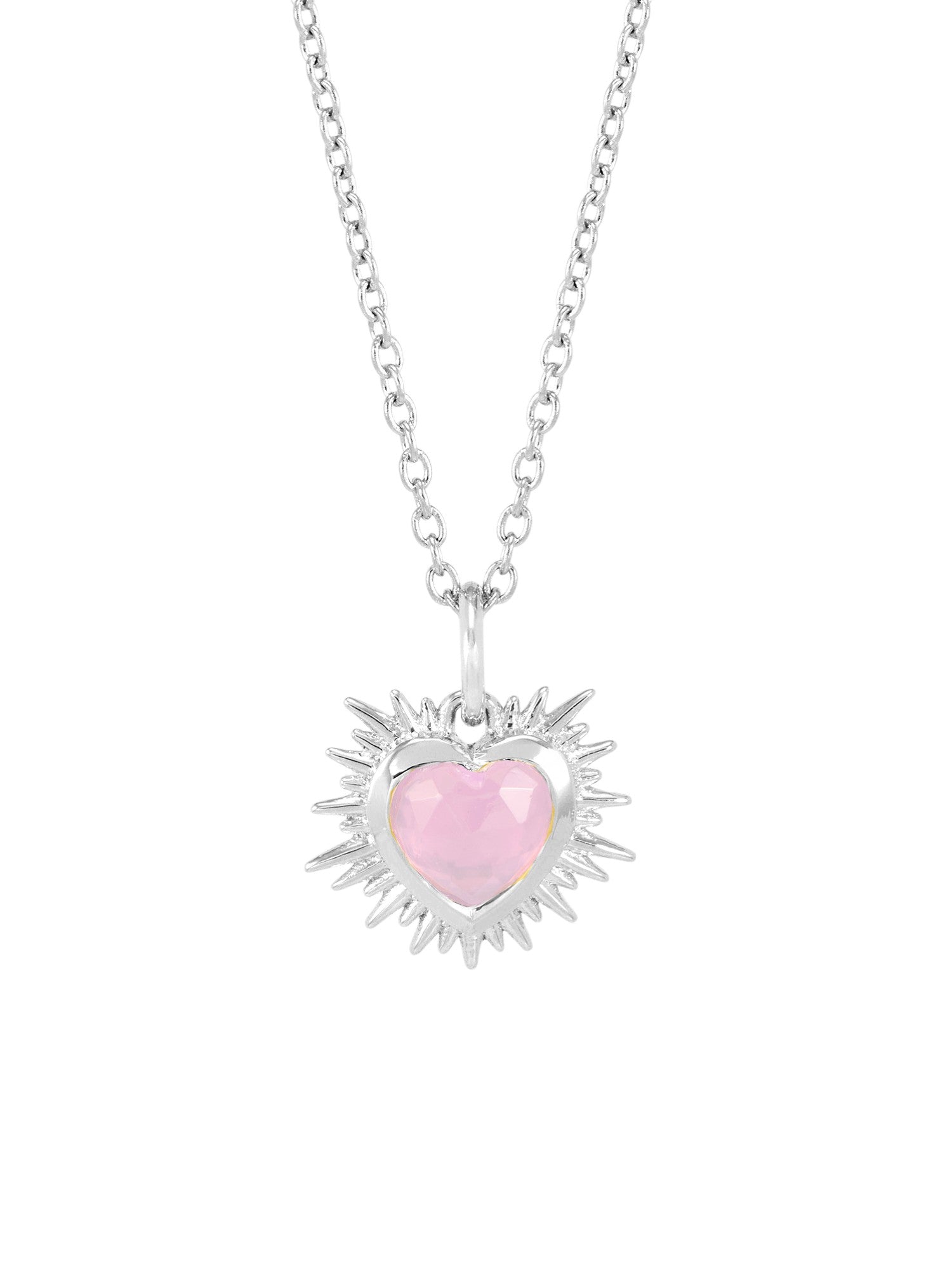 Rachel Jackson Electric Love Birthsone Heart Necklace Silver OCTOBER