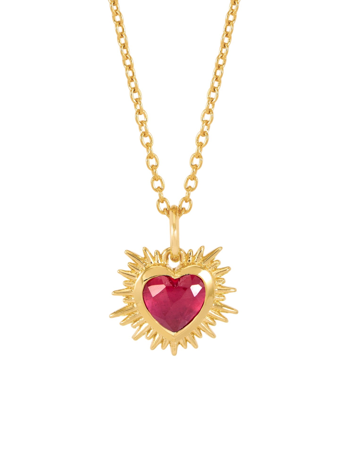 Rachel Jackson Electric Love Birthsone Heart Necklace Gold JULY