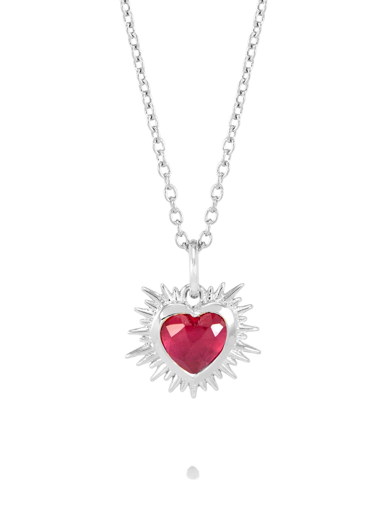 Rachel Jackson Electric Love Birthsone Heart Necklace Silver JULY
