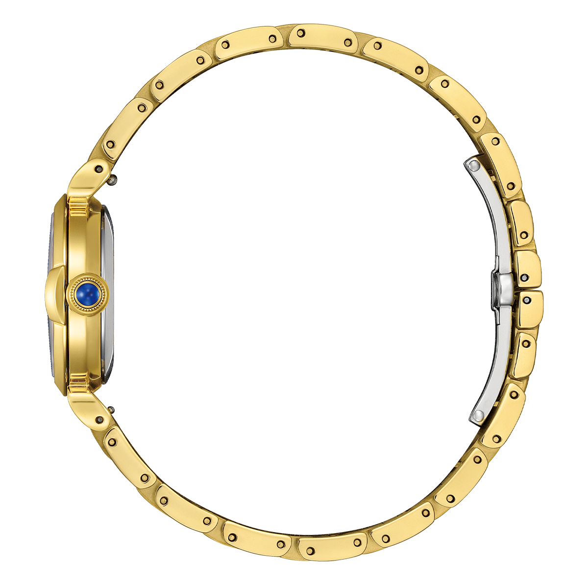 Citizen L May Bells EM1132-88H women's watch black dial gold tone stainless steel bracelet side profile