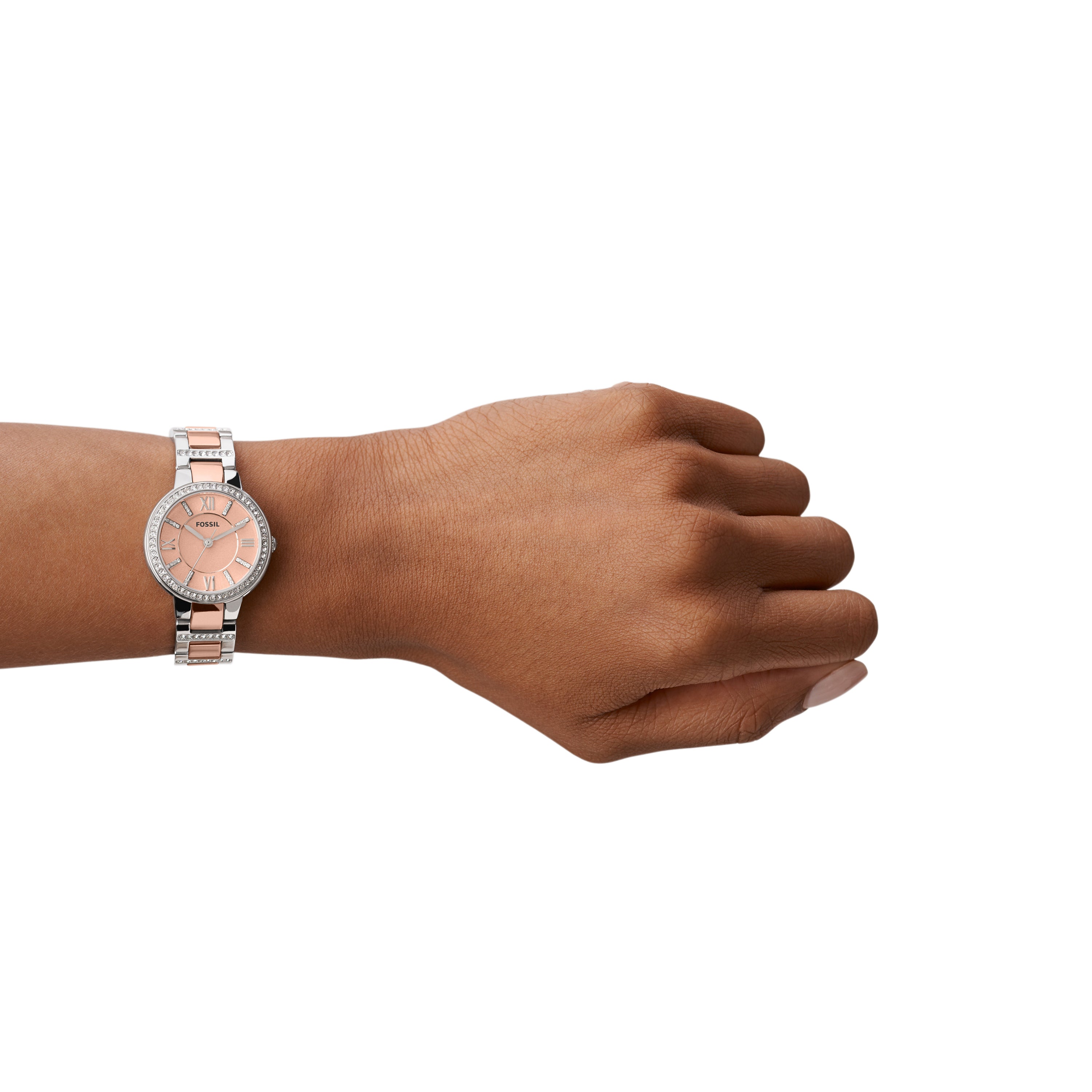Fossil Rose Gold Dial Two Tone Stainless Steel Watch ES3405