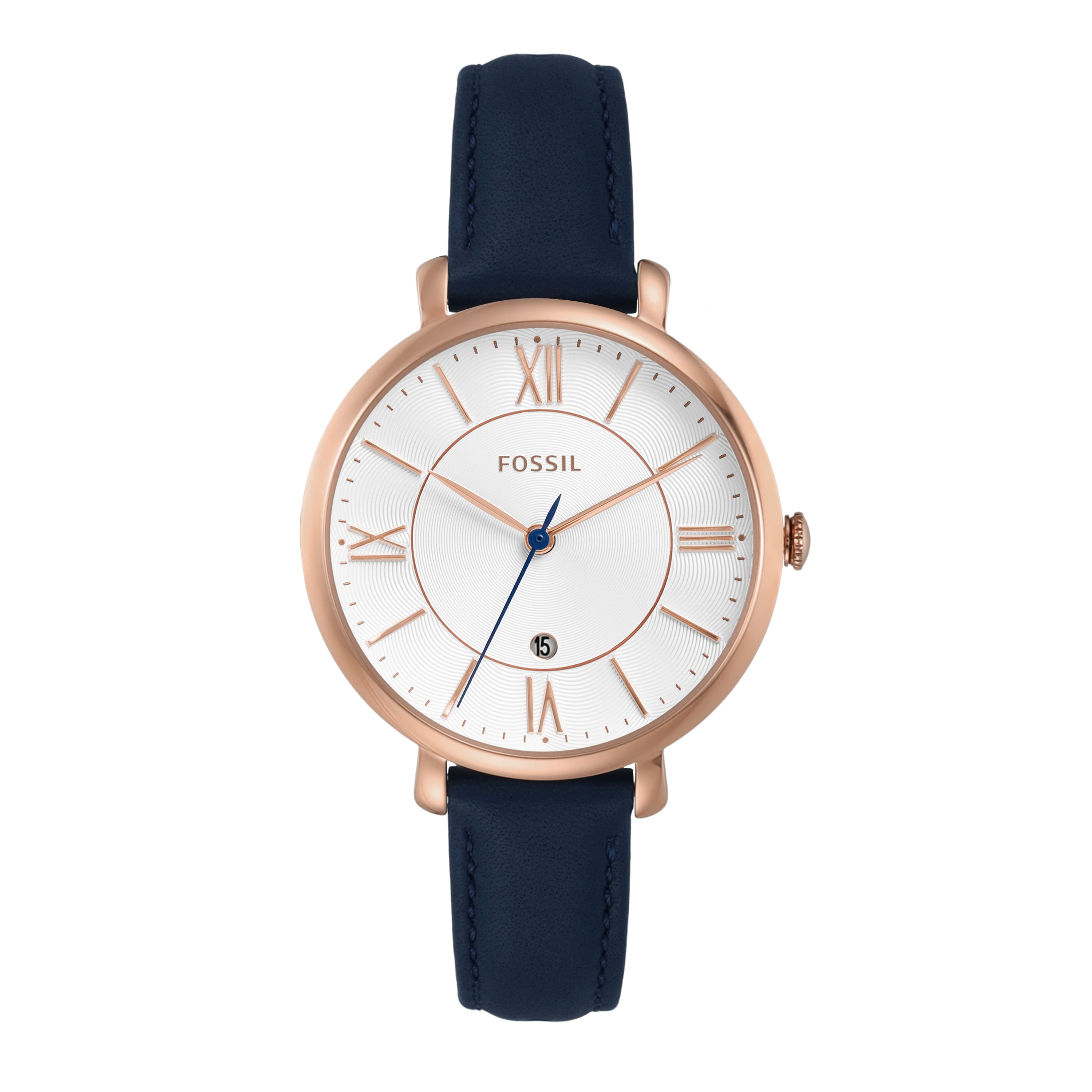 Fossil Jacqueline Rose Gold Navy Leather Women s Watch Watch Direct