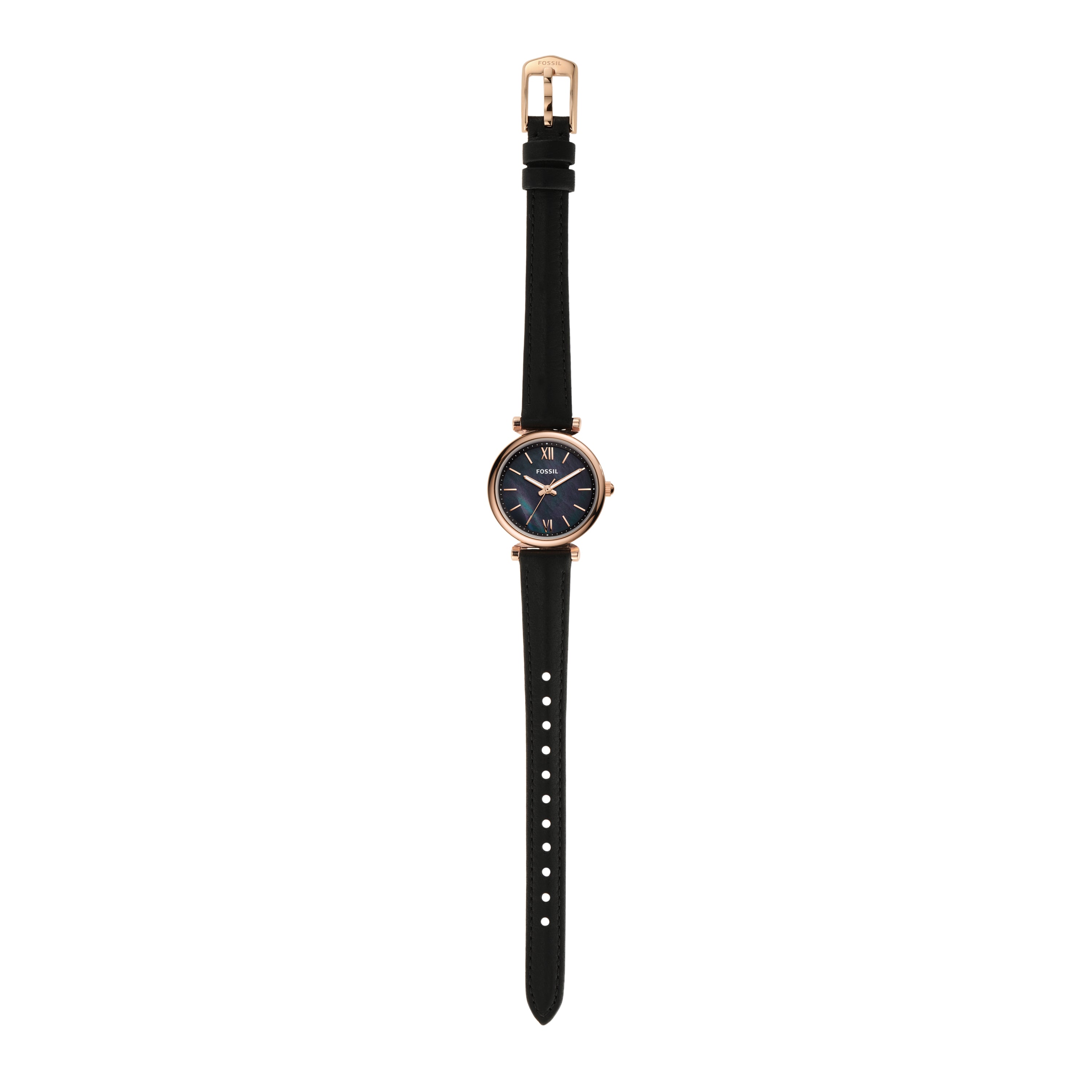 Fossil Carlie Mini Black Leather Strap Watch ES4700