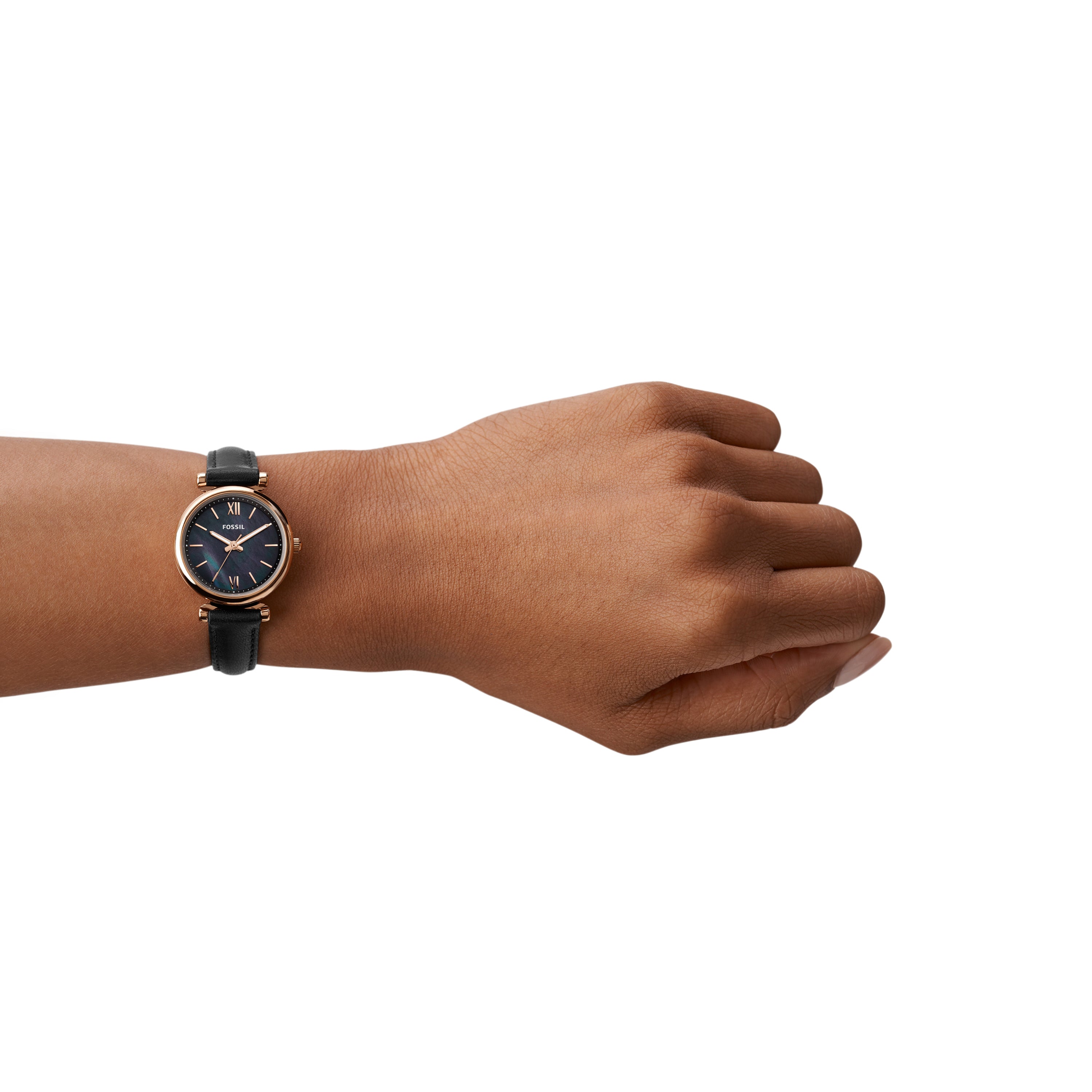 Fossil Carlie Mini Black Leather Strap Watch ES4700