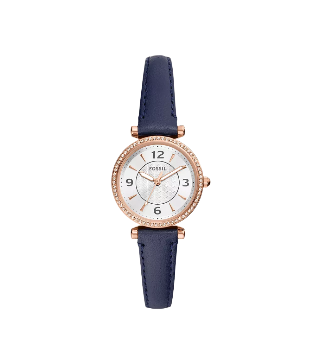 Fossil Carlie Three-Hand Navy LiteHide Leather Watch ES5295 display picture 1
