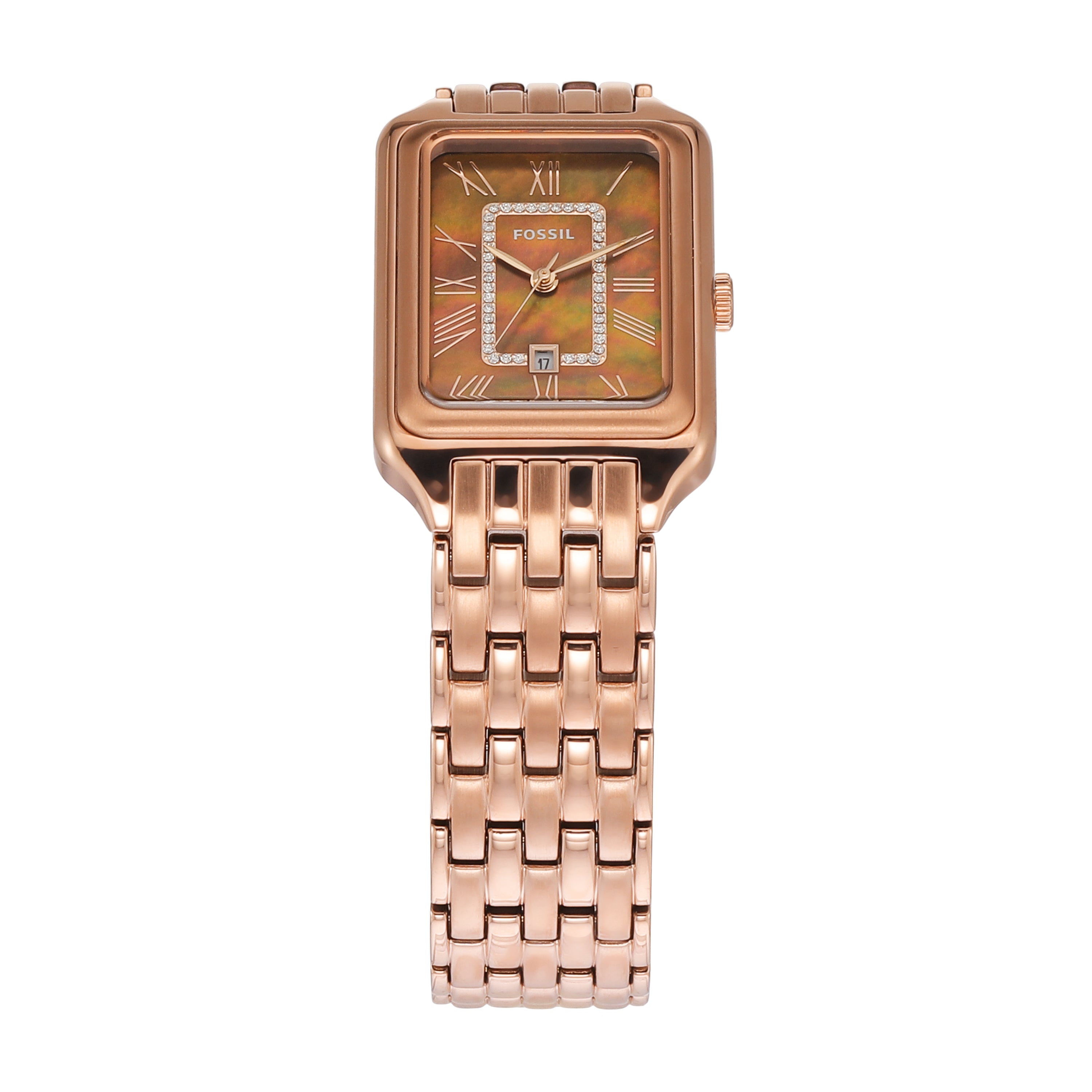 Raquel Rose Gold-Tone Stainless Steel Brown Dial Womens Watch ES5323