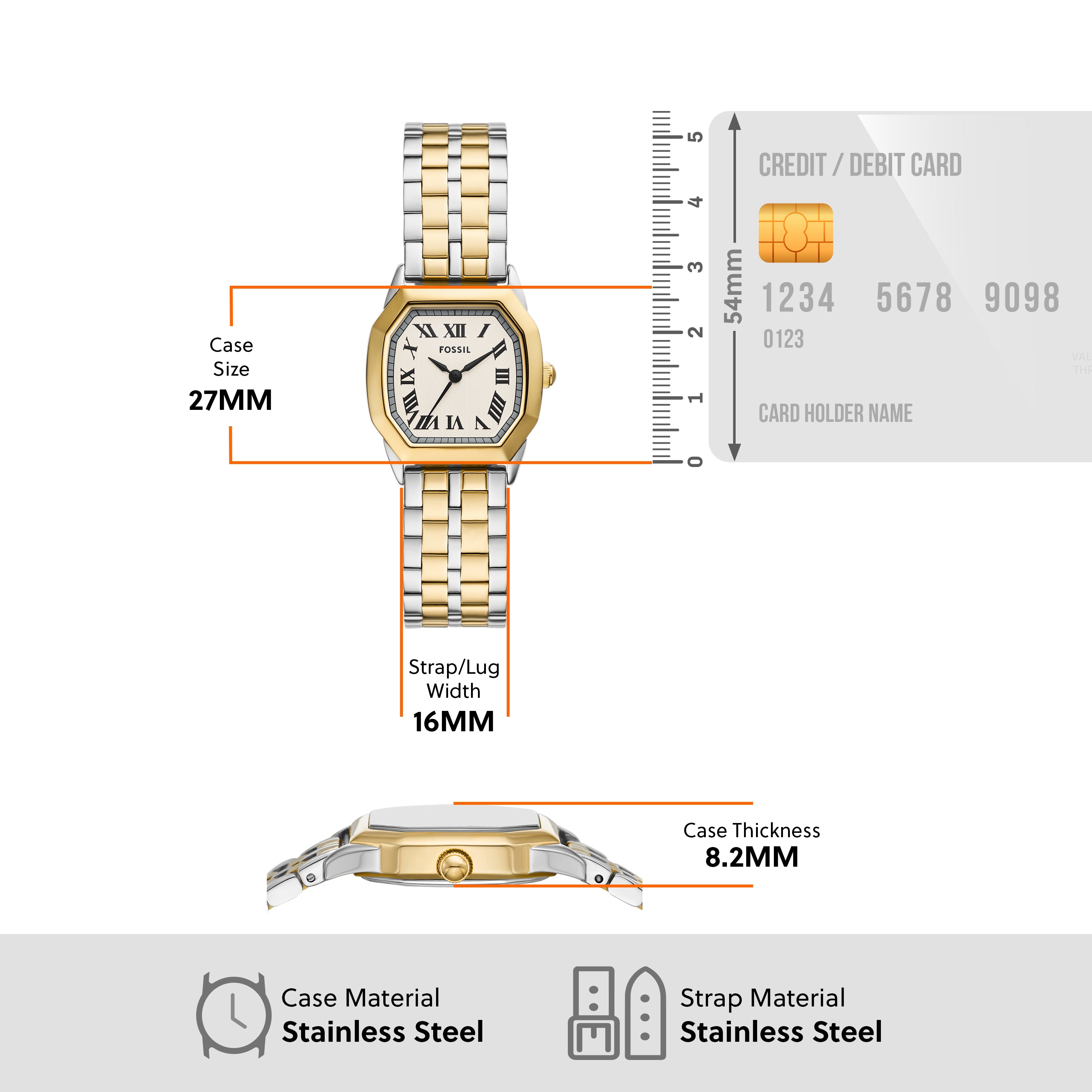 Fossil Harlow Two Tone Stainless Steel Cream Dial Watch ES5362