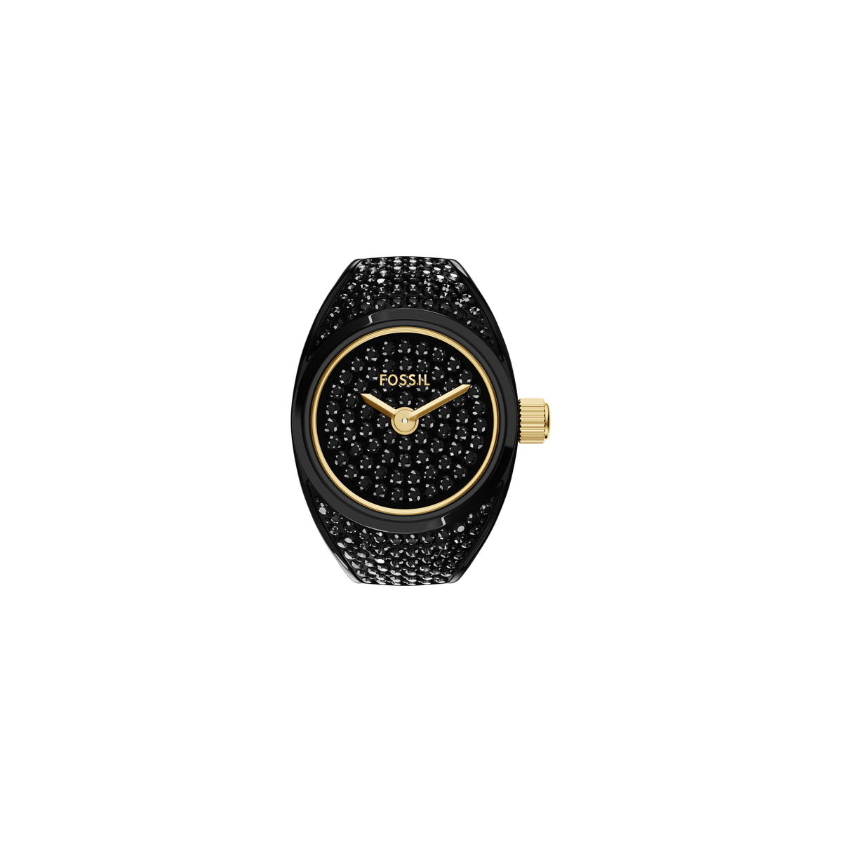 Fossil Black Pave Dial Adjustable Watch Sleek Edition