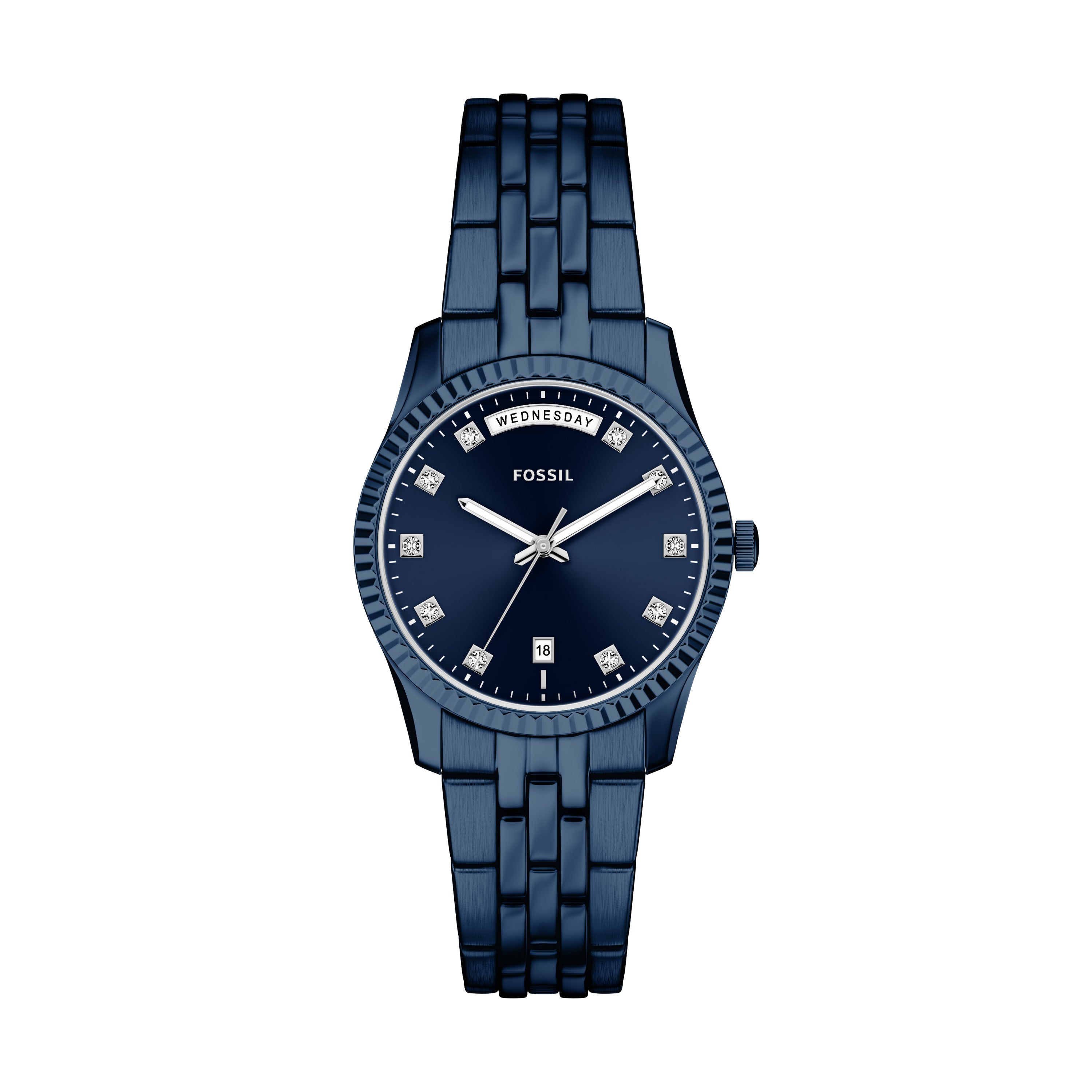 Fossil Scarlette Three-Hand Navy Blue Dial Steel Bracelet ES5476