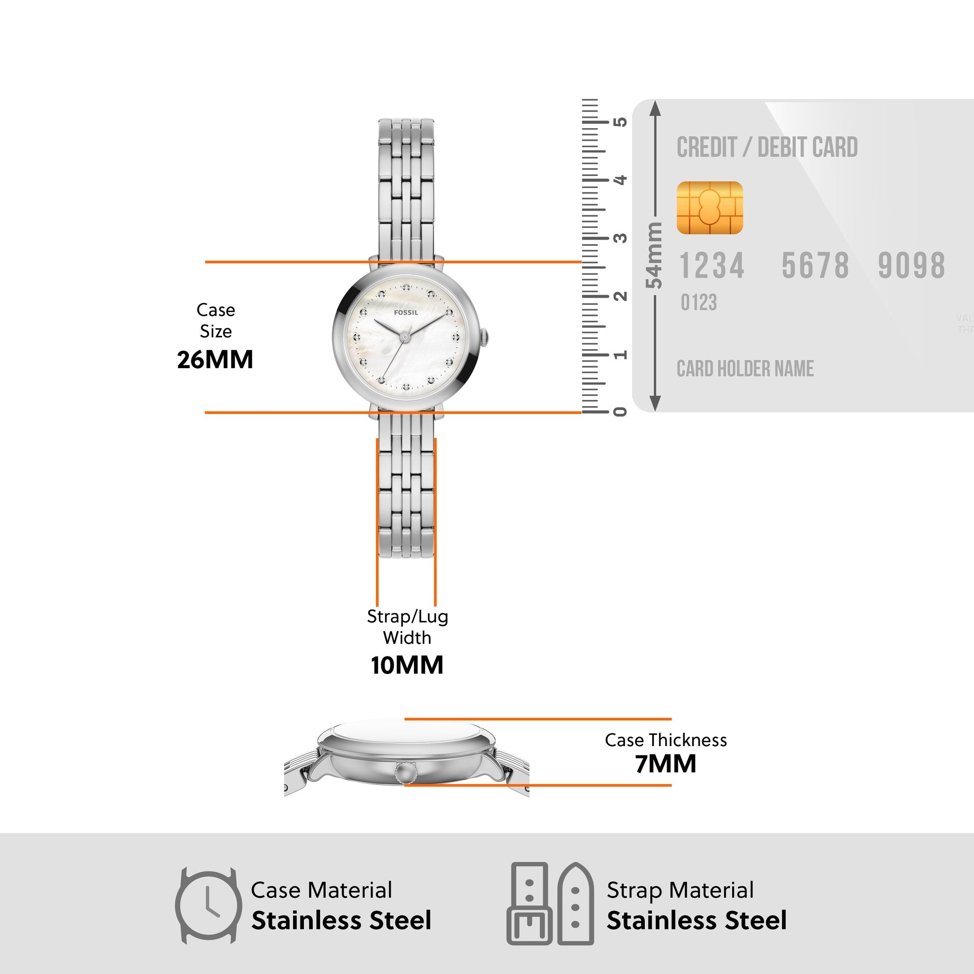 Fossil women's watch, white dial (view 8)