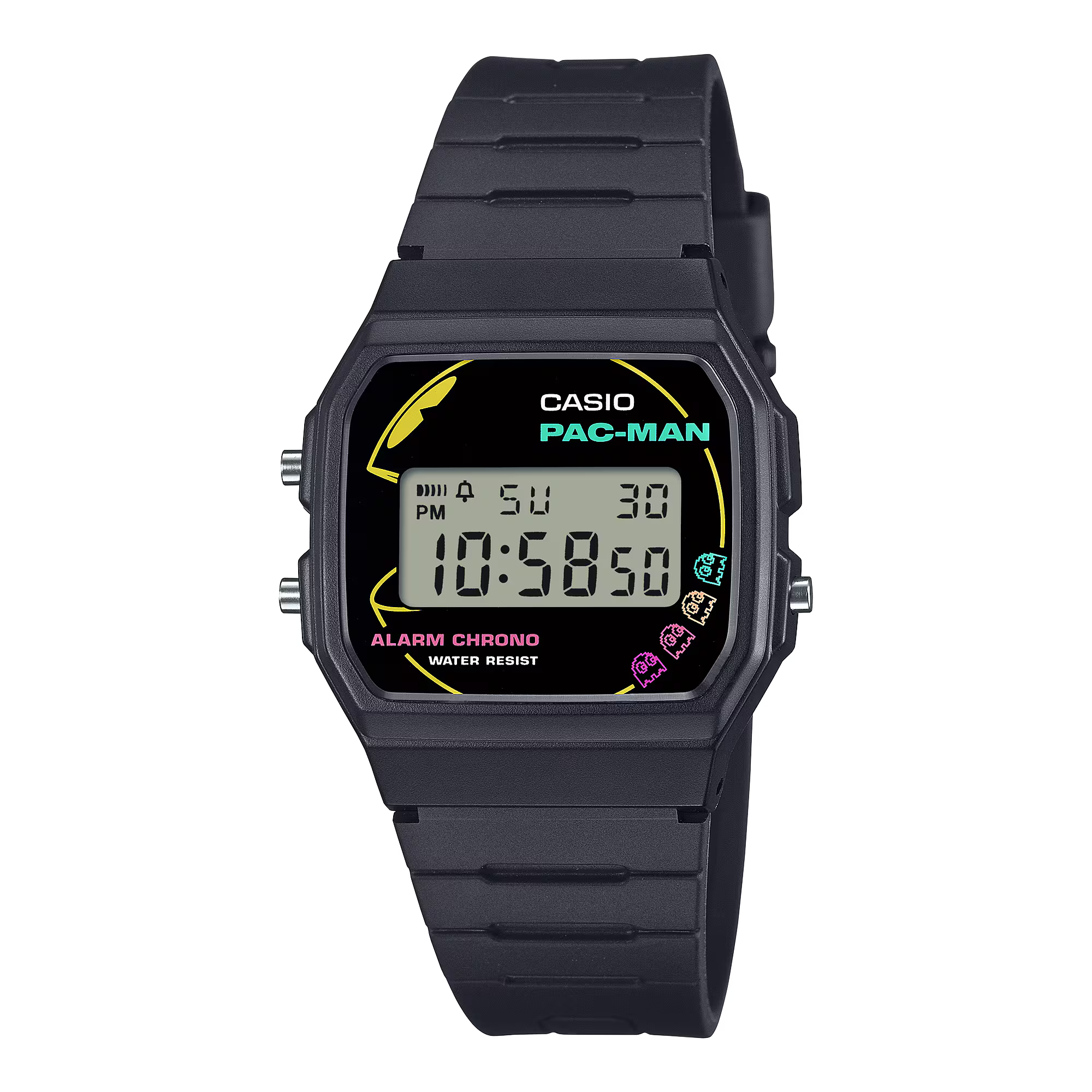 Casio x Pac man Collab Classic Digital Black Resin Band Watch F91WPC-1A