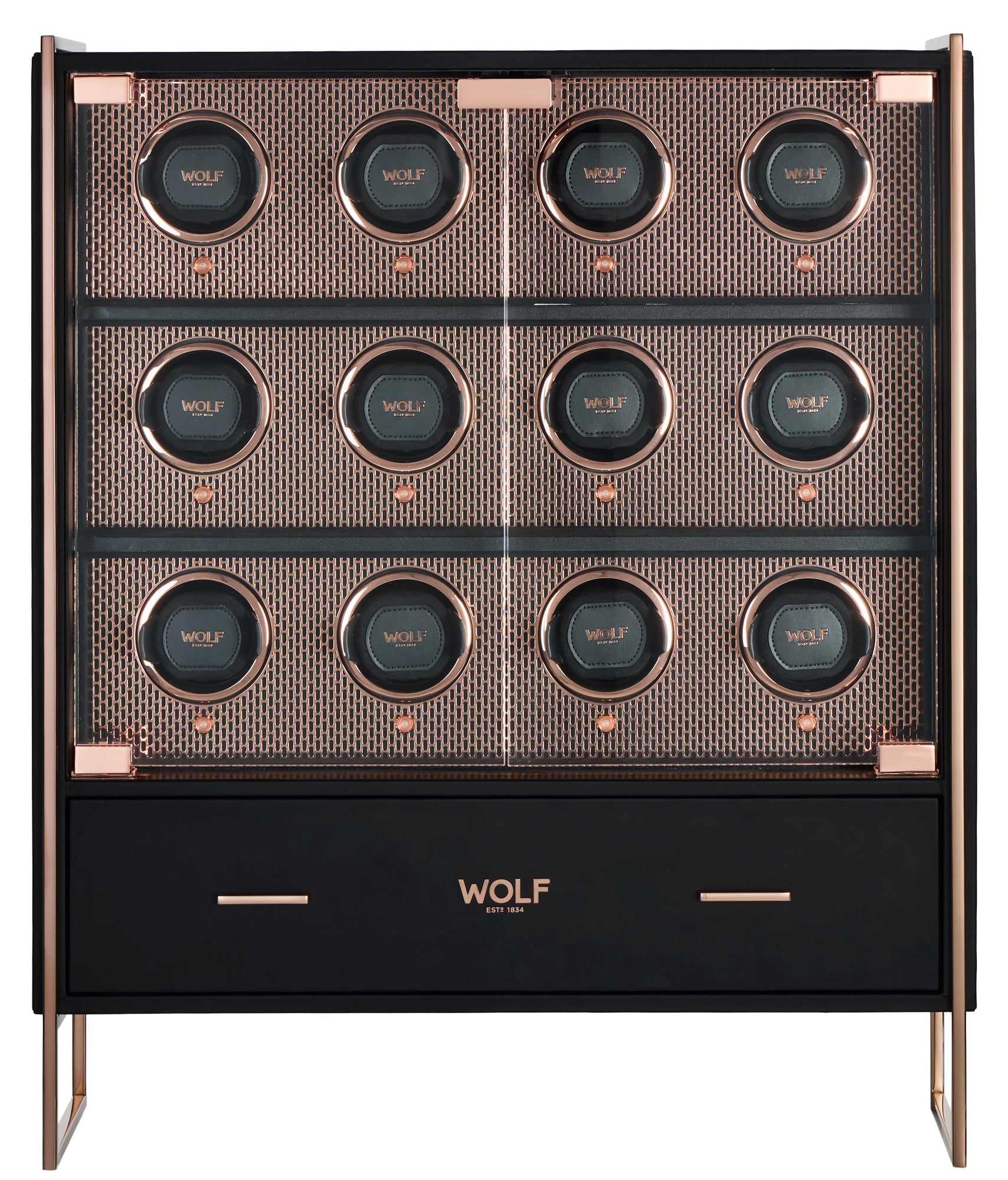 WOLF Axis 12 Piece Watch Winder Cabinet in Copper