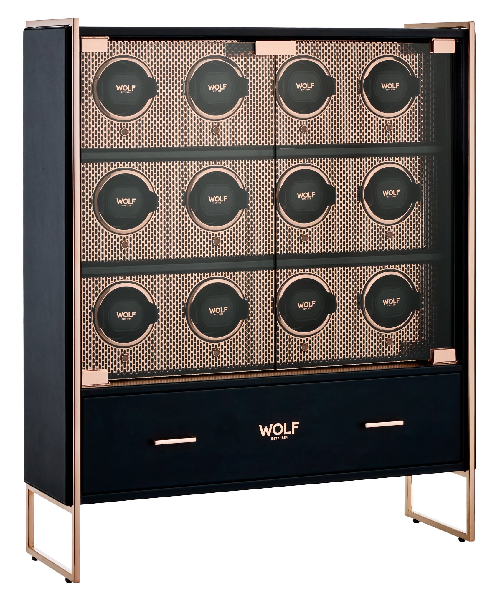 WOLF Axis 12 Piece Watch Winder Cabinet in Copper - detail