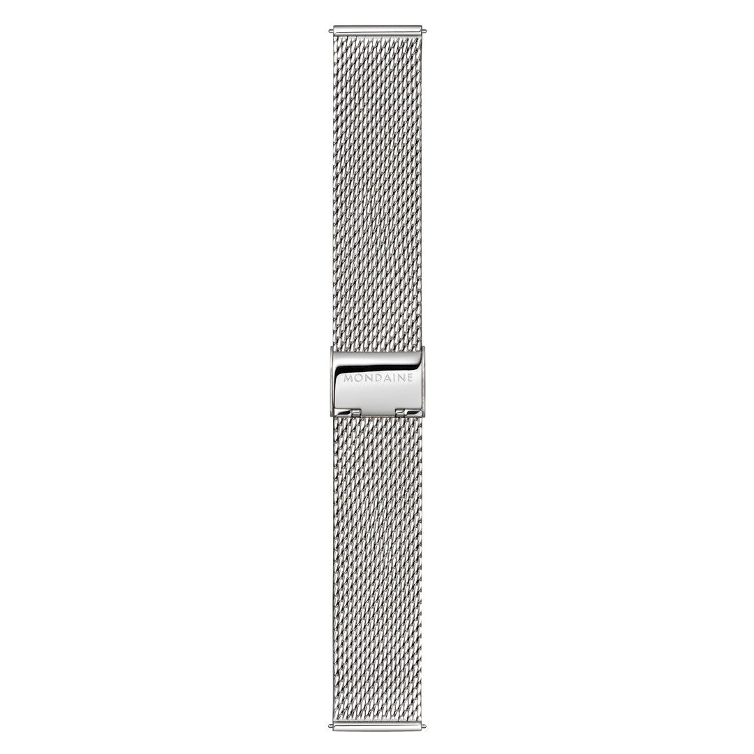 Mondaine Doppio Solar White Dial Stainless Steel Watch MLE.41910.SM