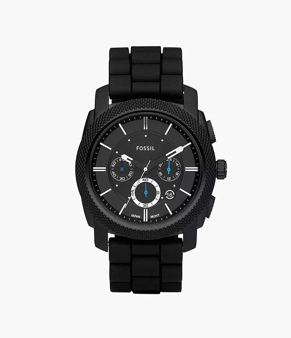 Fossil Machine Chronograph Black Dial and Silicone Strap Mens Watch FS